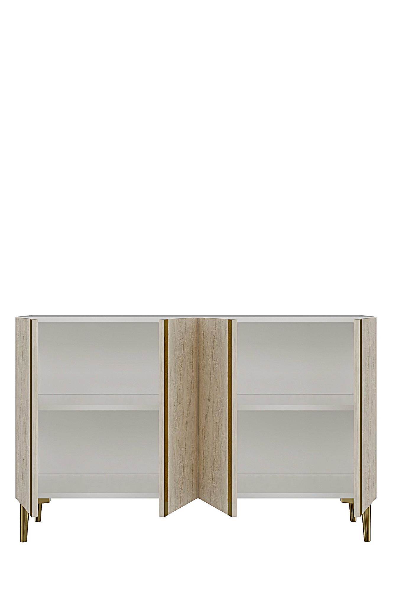 Consola Anka 120, 120 x 75 x 32 cm, alb travertin argintiu, PAL melaminat, spatiu de depozitare, alb / travertin / silver — imaginea 7