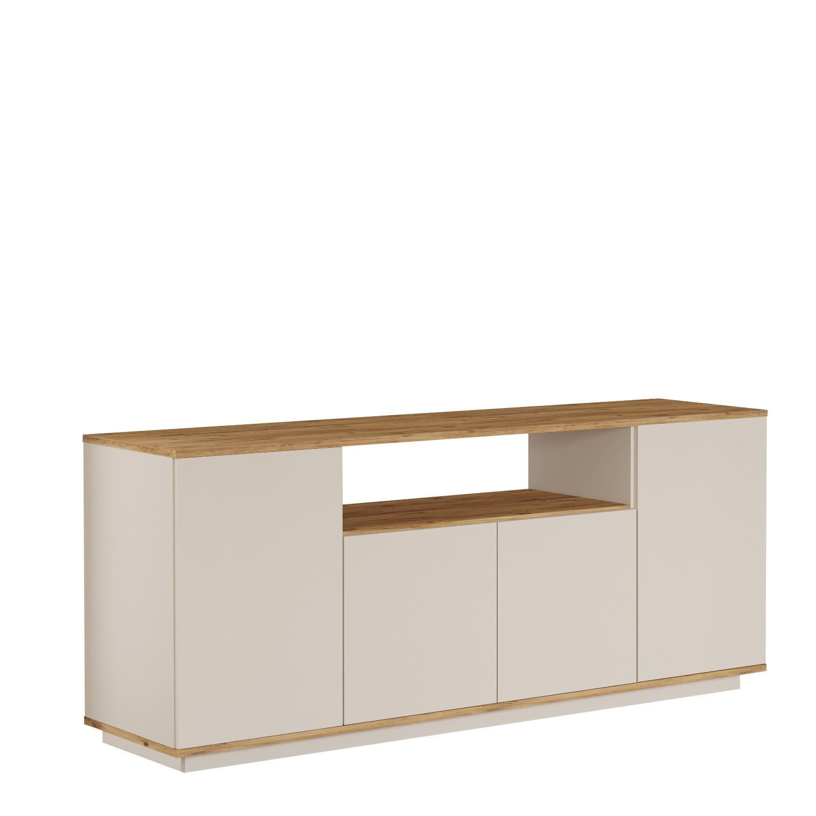 Consola Ave15-Aka, 180 x 75 x 44,5 cm, pin atlantic cashmere, PAL melaminat, spatiu de depozitare, fixare pe perete — imaginea 3