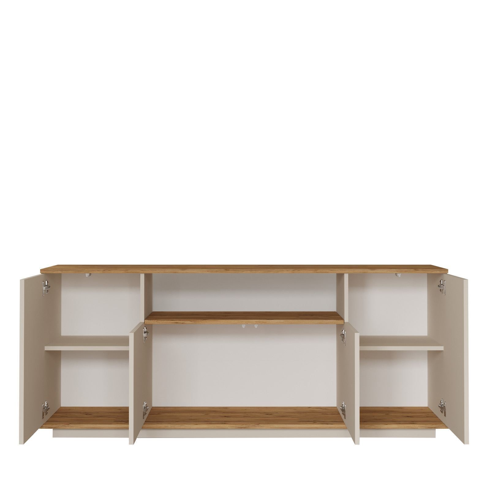Consola Ave15-Aka, 180 x 75 x 44,5 cm, pin atlantic cashmere, PAL melaminat, spatiu de depozitare, fixare pe perete — imaginea 5