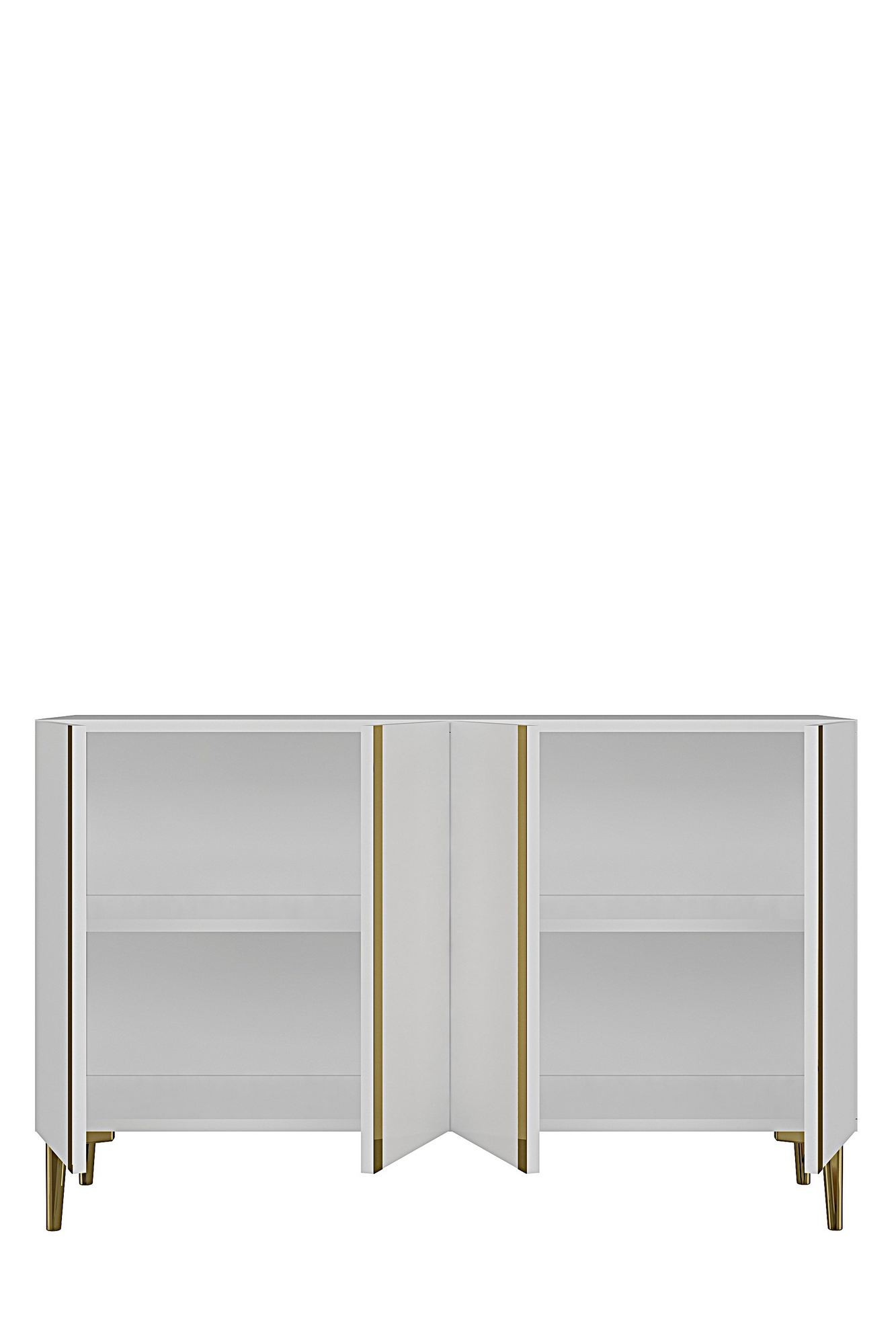 Consola Anka 120, 120 x 75 x 32 cm, alb auriu, PAL melaminat, spatiu de depozitare, alb / gold — imaginea 2