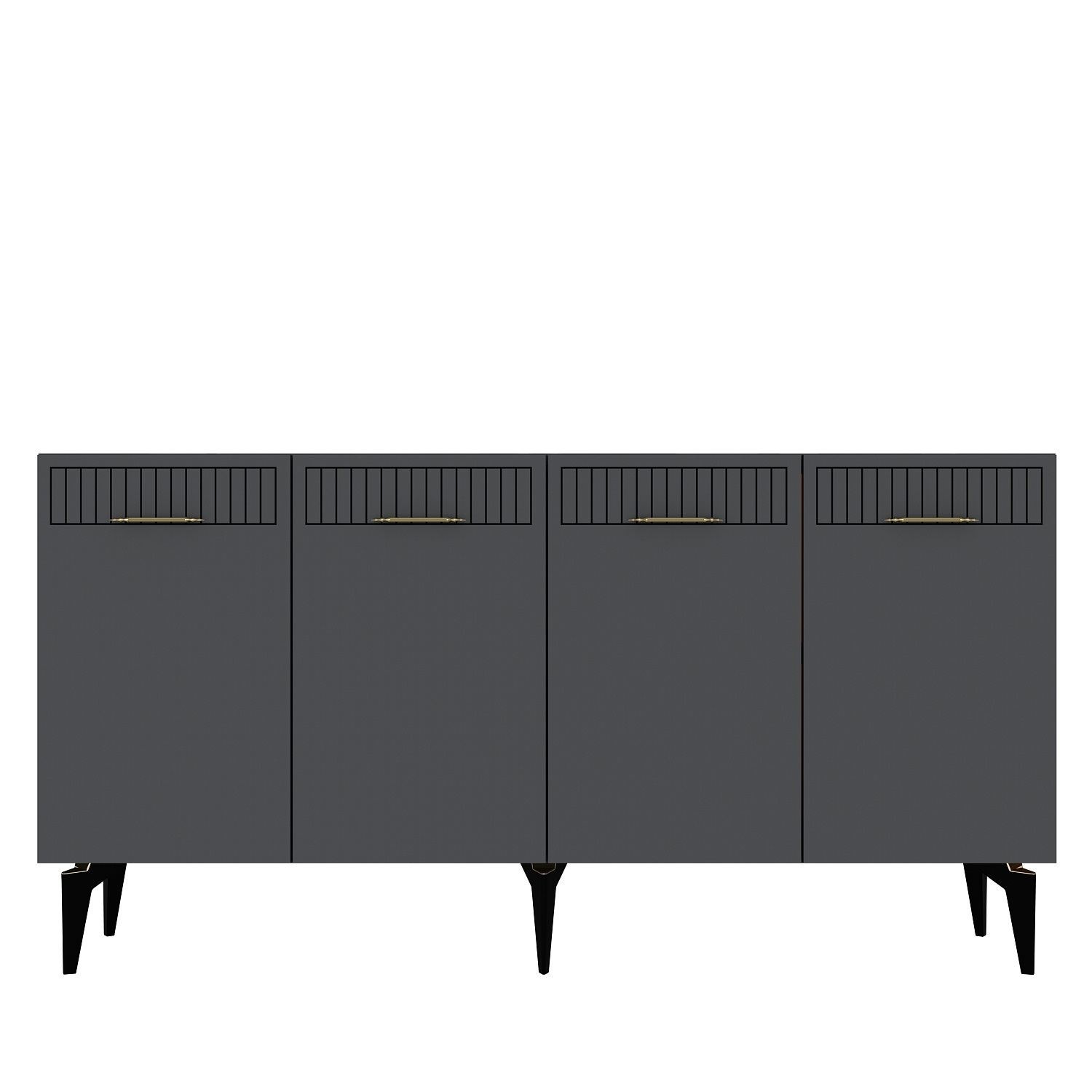 Consola Batum 150, 150 x 79 x 32 cm, antracit auriu, PAL melaminat, antracit / gold — imaginea 4