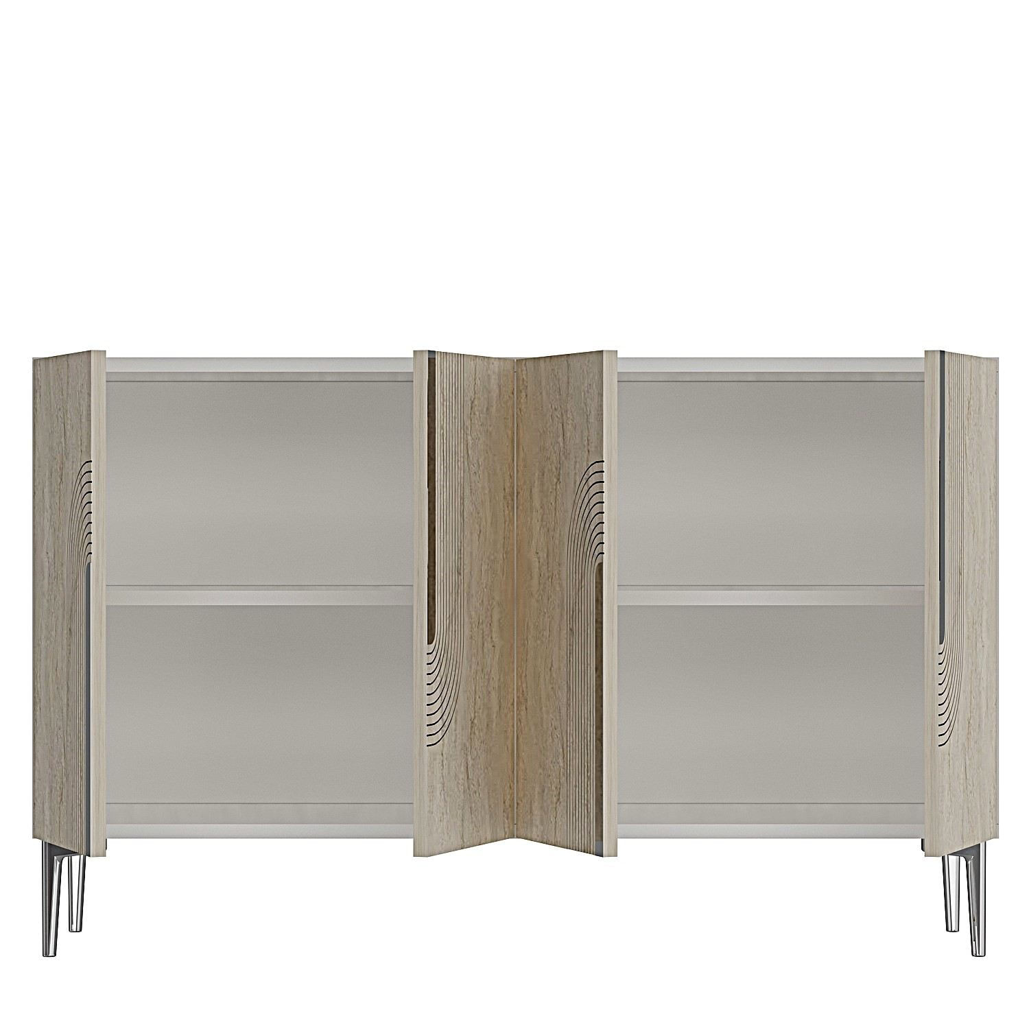 Consola Meyra 120, 120 x 75 x 32 cm, alb travertin argintiu, PAL melaminat, spatiu de depozitare, fixare pe perete, alb / travertin / silver — imaginea 5