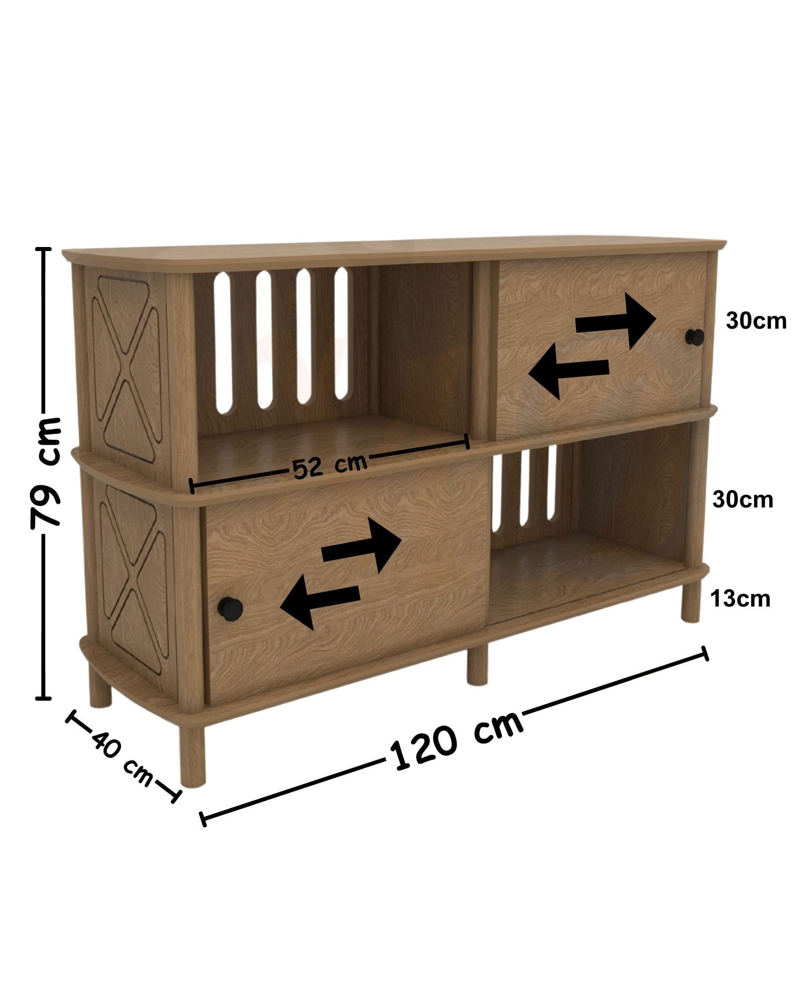 Consola Avena, 120 x 79 x 40 cm, stejar, MDF, capacitate 15 kg — imaginea 2
