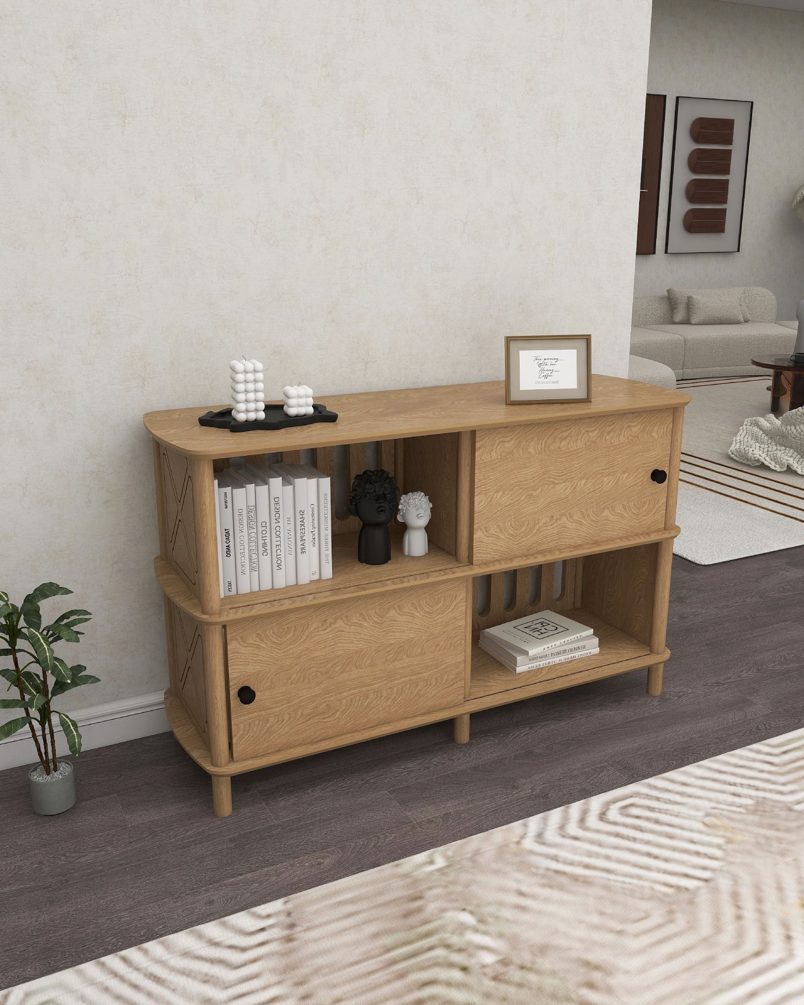 Consola Avena, 120 x 79 x 40 cm, stejar, MDF, capacitate 15 kg — imaginea 3