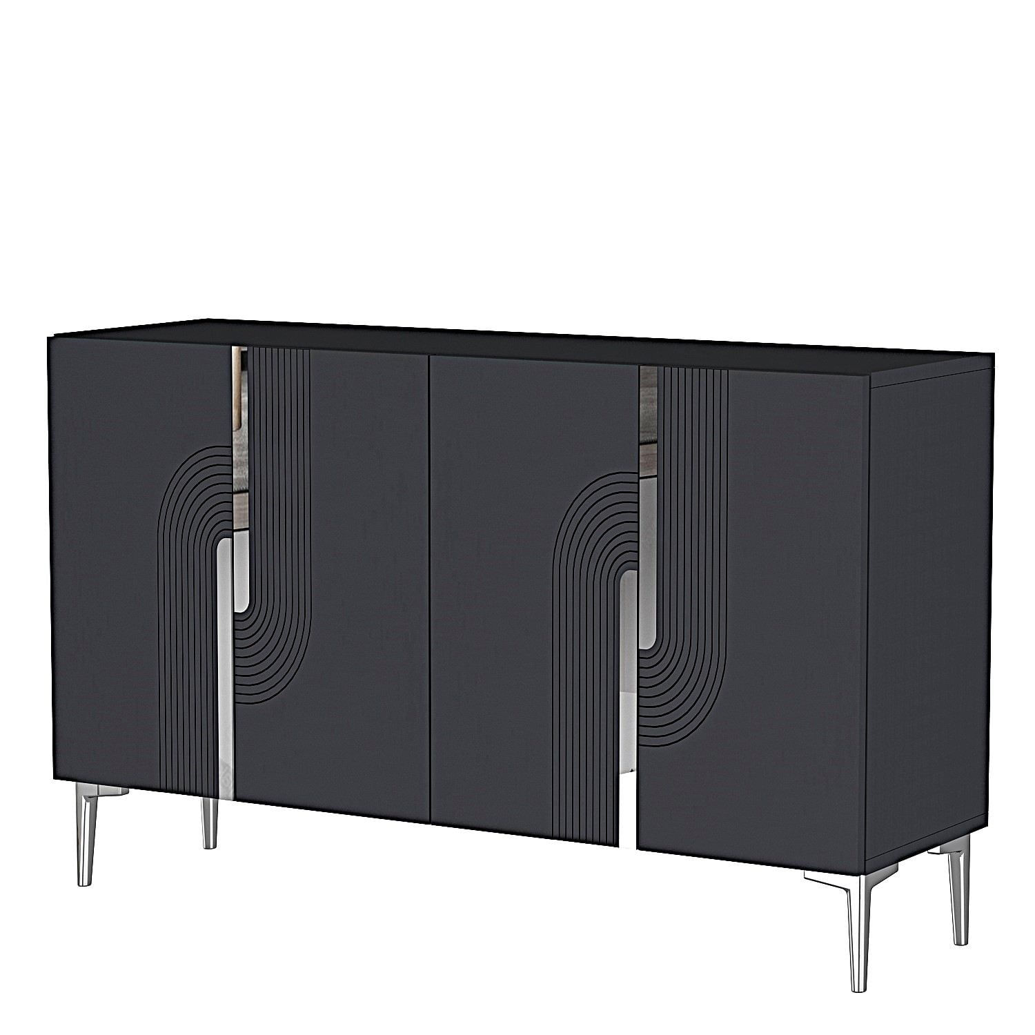 Consola Meyra 120, 120 x 75 x 32 cm, antracit argintiu, PAL melaminat, spatiu de depozitare, fixare pe perete, antracit / silver — imaginea 3