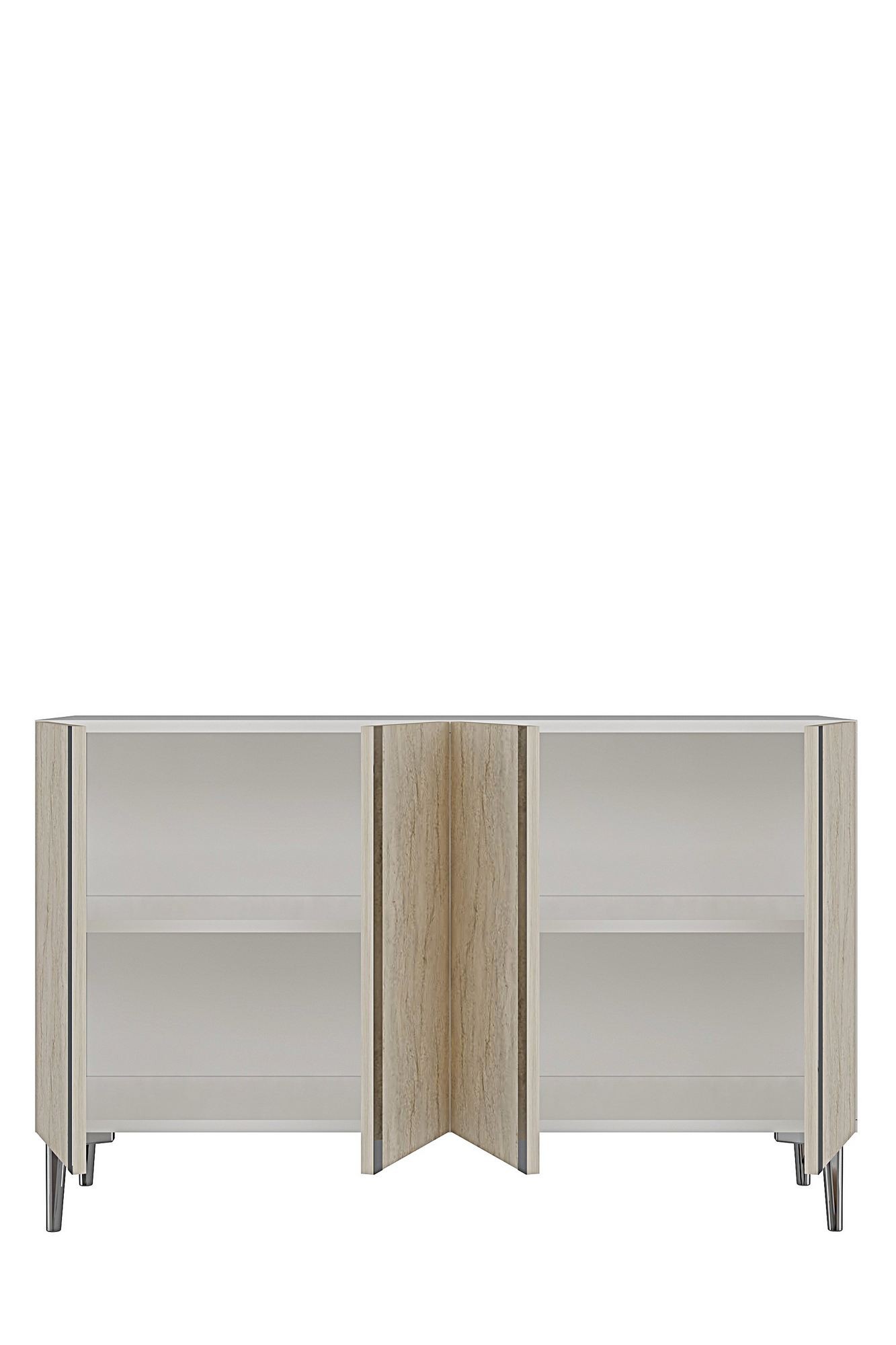 Consola Anka 120, 120 x 75 x 32 cm, alb travertin auriu, PAL melaminat, spatiu de depozitare, alb / travertin / gold — imaginea 6