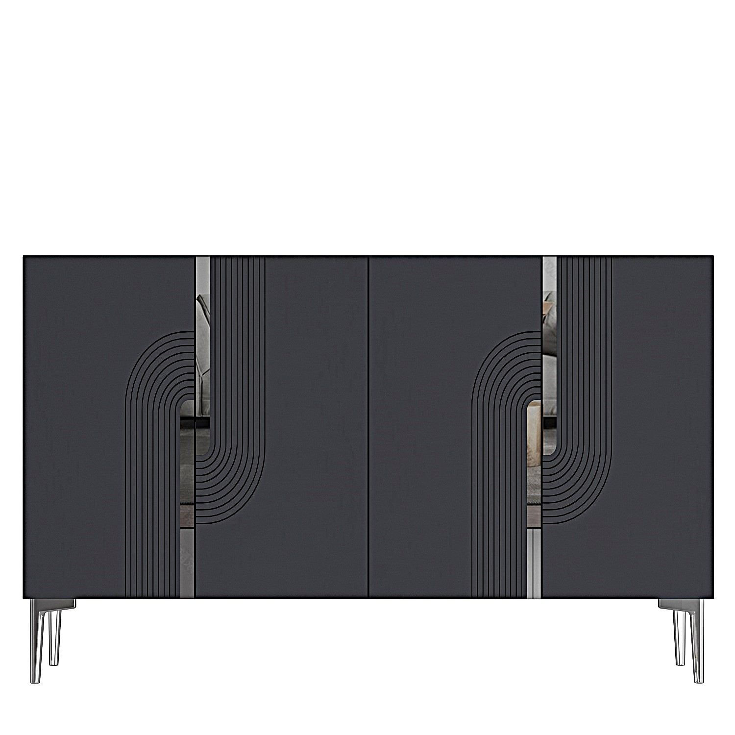 Consola Meyra 120, 120 x 75 x 32 cm, antracit argintiu, PAL melaminat, spatiu de depozitare, fixare pe perete, antracit / silver — imaginea 4
