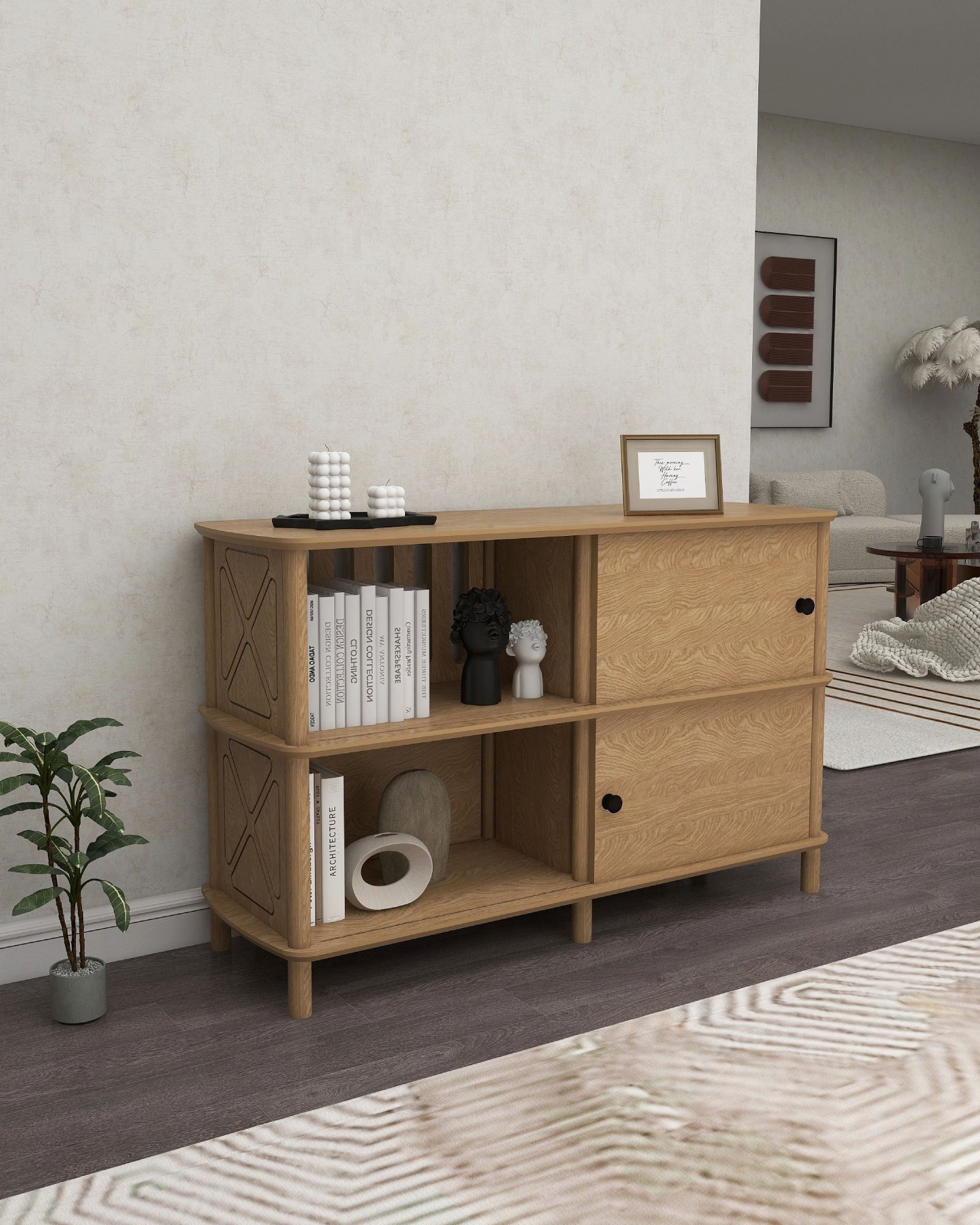 Consola Avena, 120 x 79 x 40 cm, stejar, MDF, capacitate 15 kg — imaginea 5