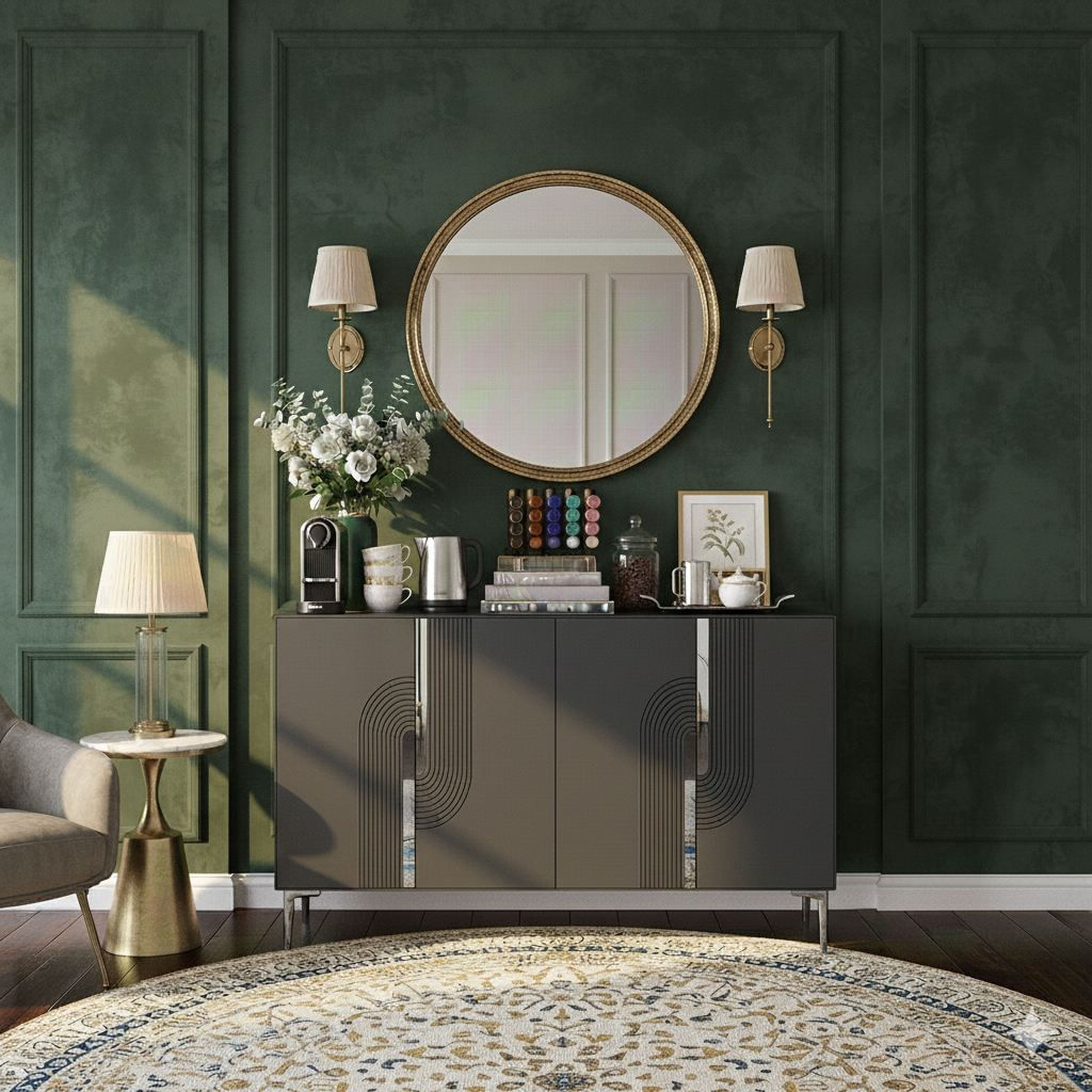 Consola Meyra 120, 120 x 75 x 32 cm, antracit argintiu, PAL melaminat, spatiu de depozitare, fixare pe perete, antracit / silver — imaginea 6