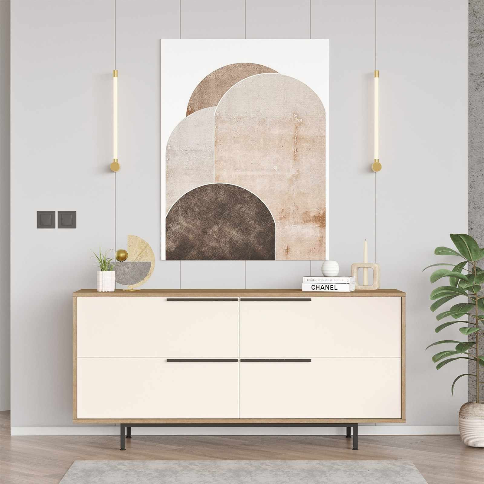 Consola Boh3-Sw, 160 x 74,3 x 44,5 cm, natural alb, PAL melaminat — imaginea 2