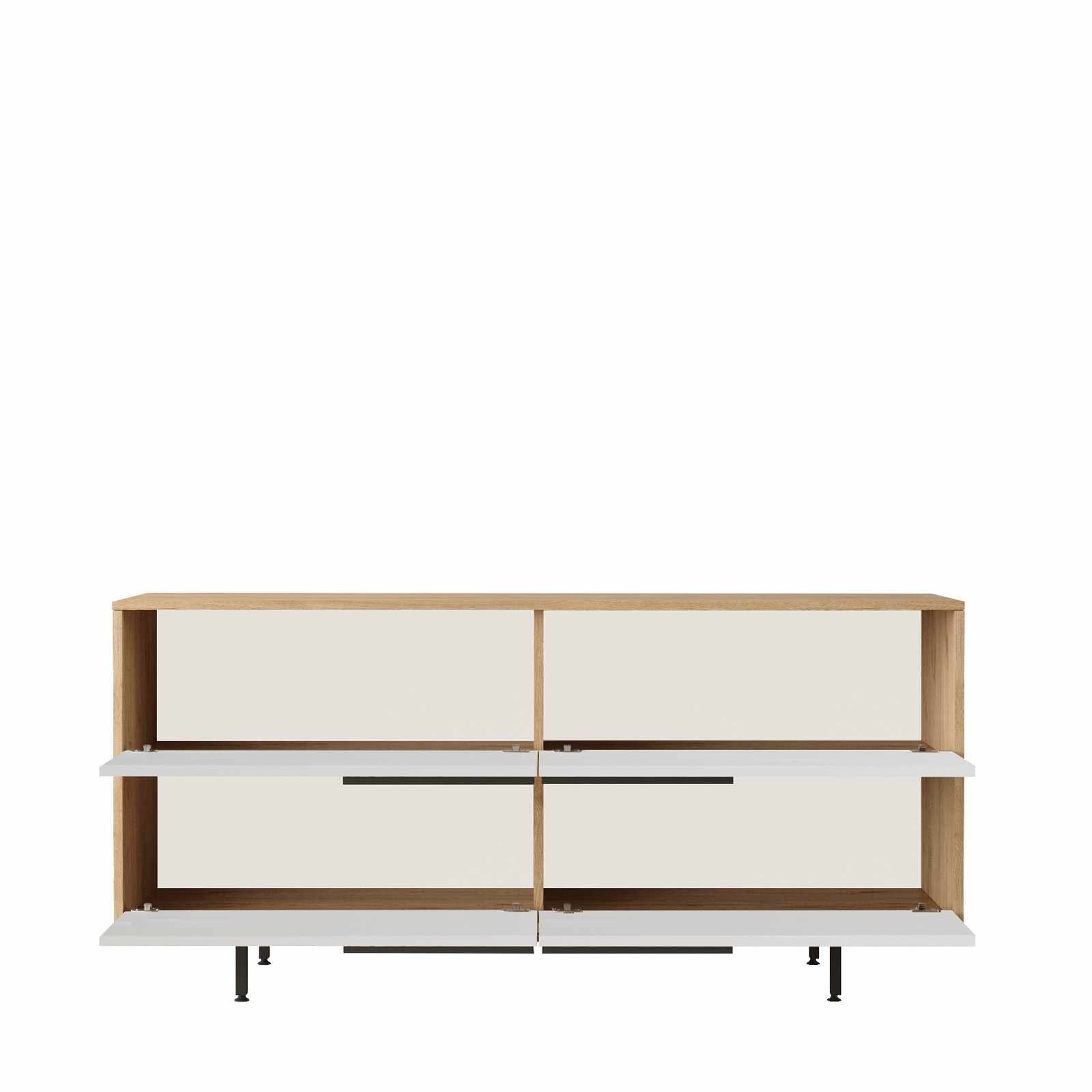 Consola Boh3-Sw, 160 x 74,3 x 44,5 cm, natural alb, PAL melaminat — imaginea 6