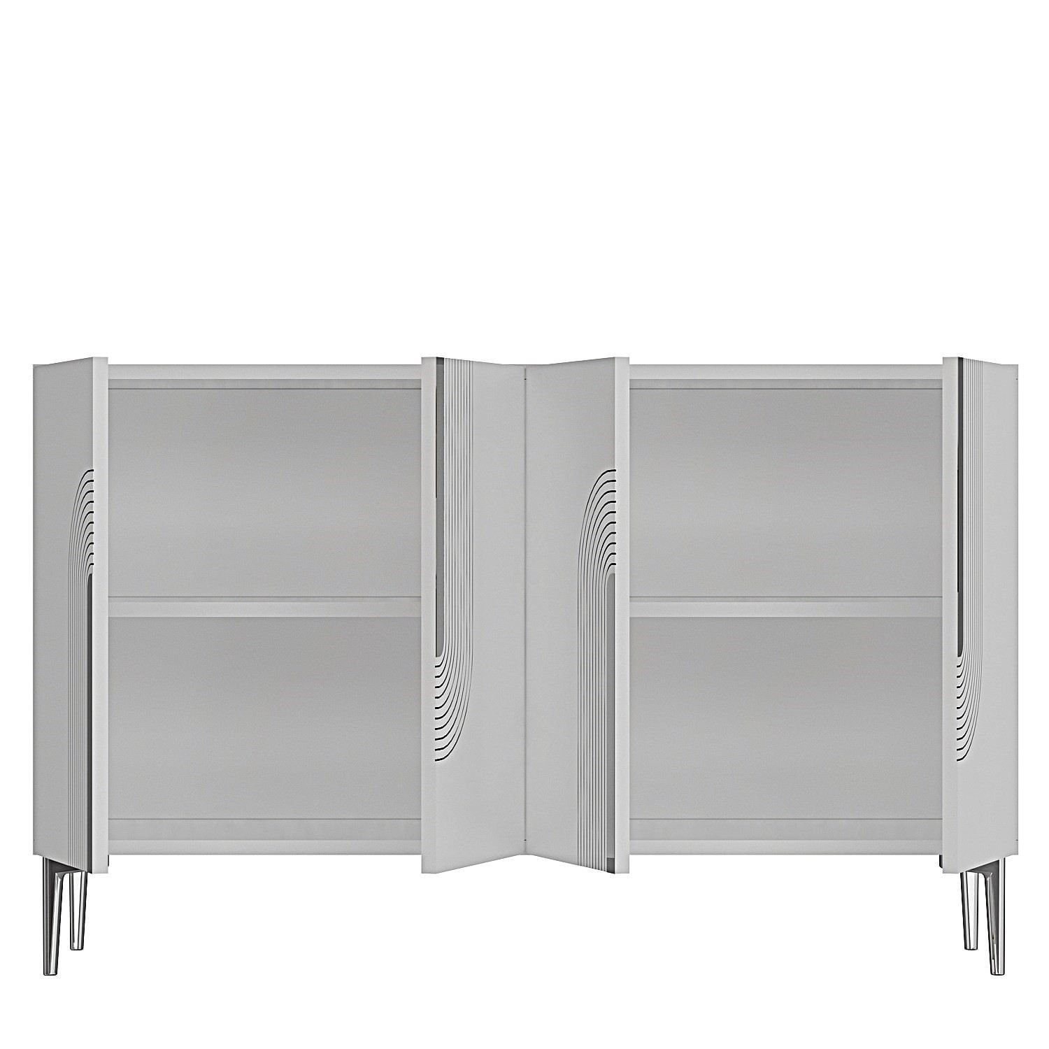 Consola Meyra 120, 120 x 75 x 32 cm, alb argintiu, PAL melaminat, spatiu de depozitare, fixare pe perete, alb / silver — imaginea 4