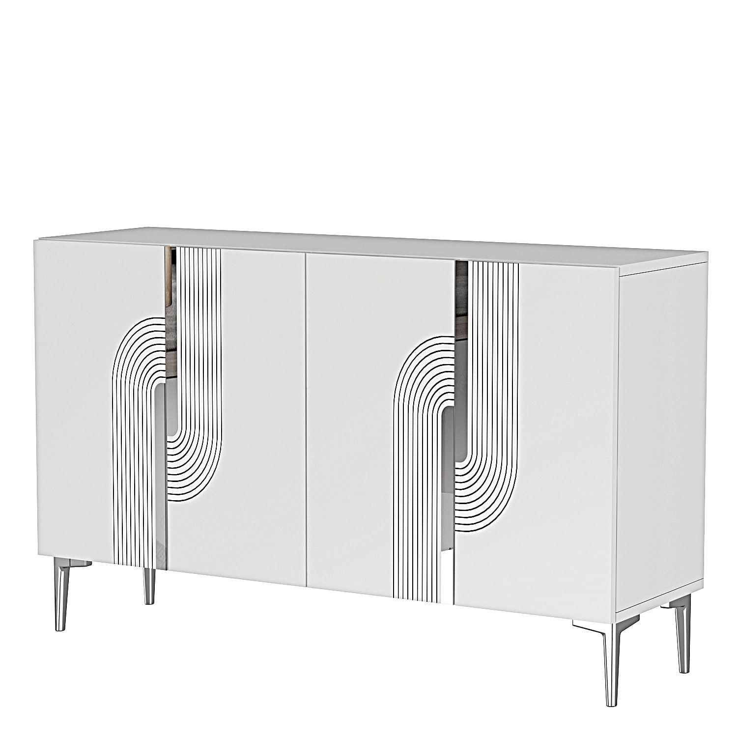 Consola Meyra 120, 120 x 75 x 32 cm, alb argintiu, PAL melaminat, spatiu de depozitare, fixare pe perete, alb / silver — imaginea 5