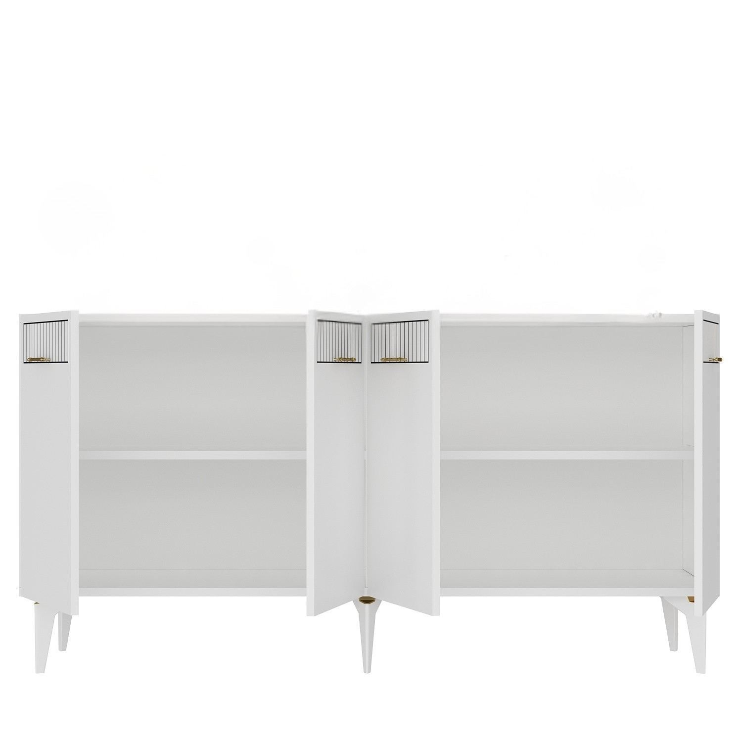 Consola Batum 150, 150 x 79 x 32 cm, alb auriu, PAL melaminat, alb / gold — imaginea 5