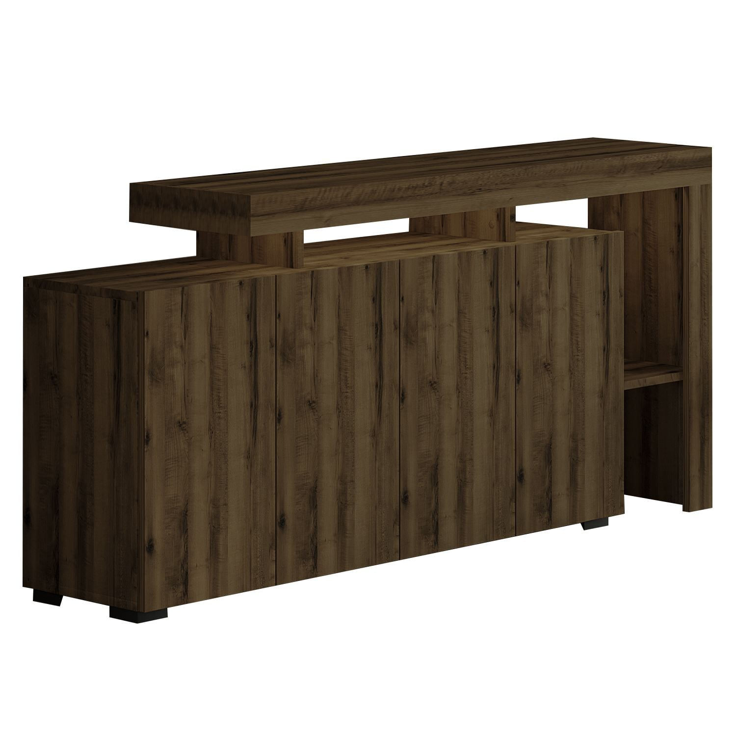 Consola Beliz, 170 x 80 x 35 cm, nuc antichizat, PAL melaminat, spatiu de depozitare, fixare pe perete, antique nuc — imaginea 7