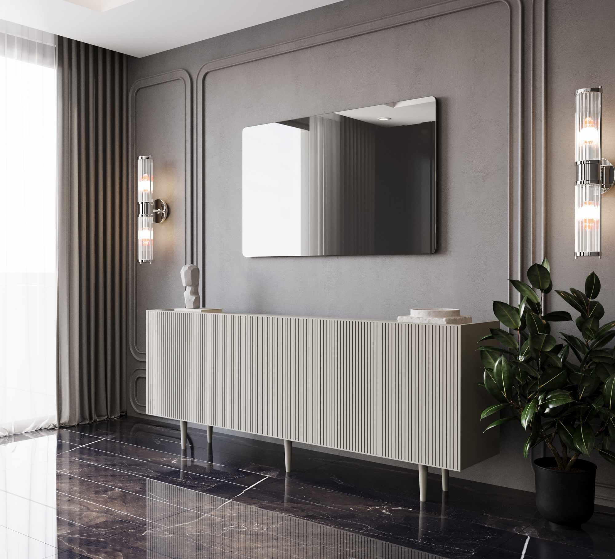 Consola Capella 180, 180 x 60 x 40 cm, bej nisip, MDF, capacitate 37 kg, sandstone — imaginea 4