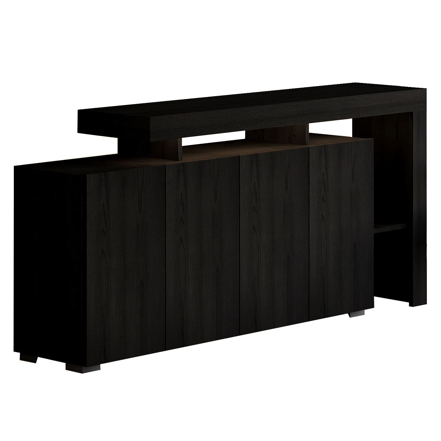 Consola Beliz, 170 x 80 x 35 cm, lemn negru, PAL melaminat, spatiu de depozitare, fixare pe perete, wood negru — imaginea 4