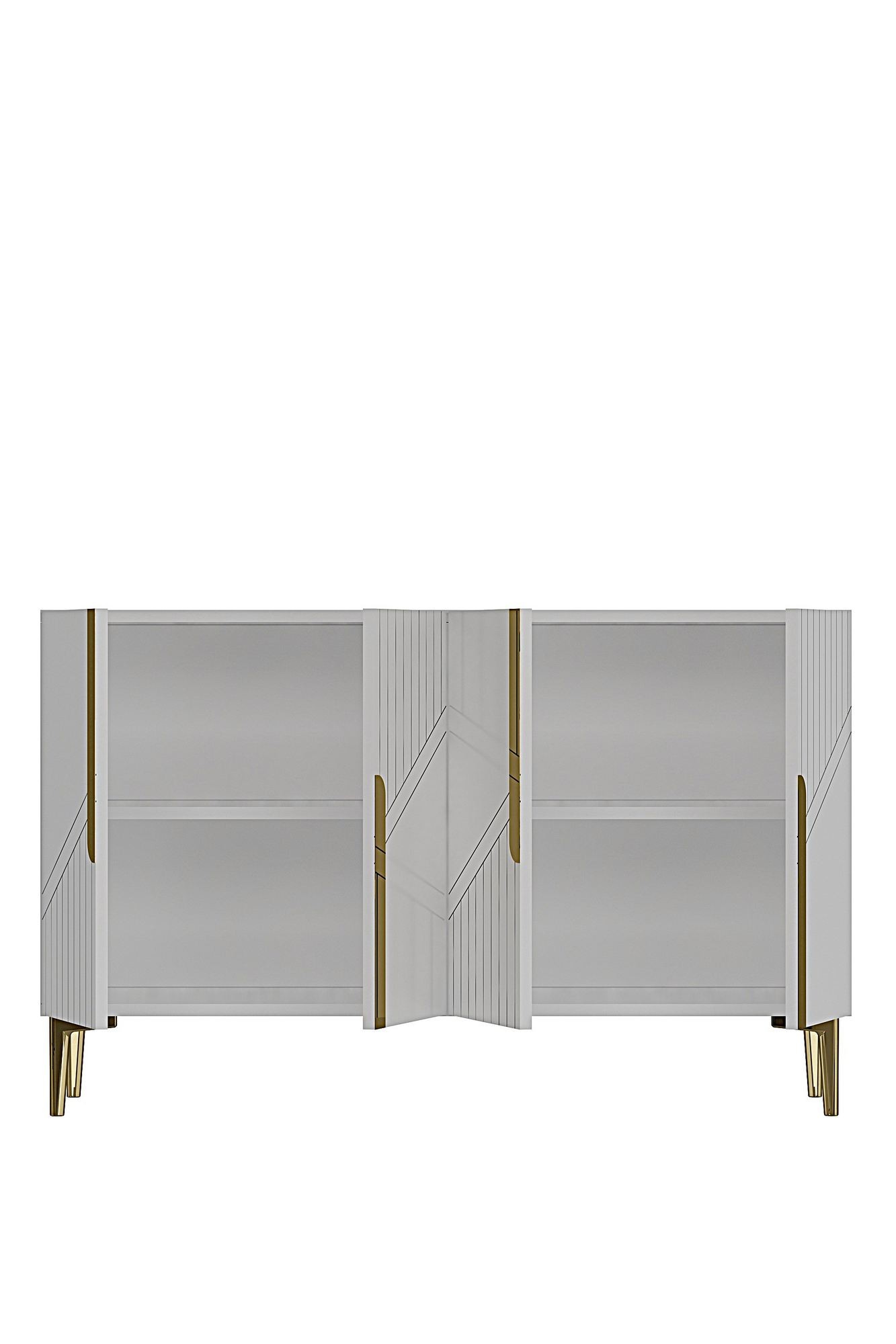 Consola Evva 120, 120 x 75 x 32 cm, alb auriu, PAL melaminat, oglinda inclusa, alb / gold — imaginea 5