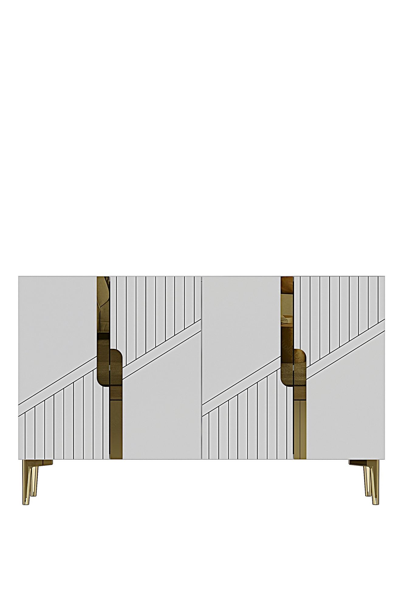 Consola Evva 120, 120 x 75 x 32 cm, alb auriu, PAL melaminat, oglinda inclusa, alb / gold — imaginea 7