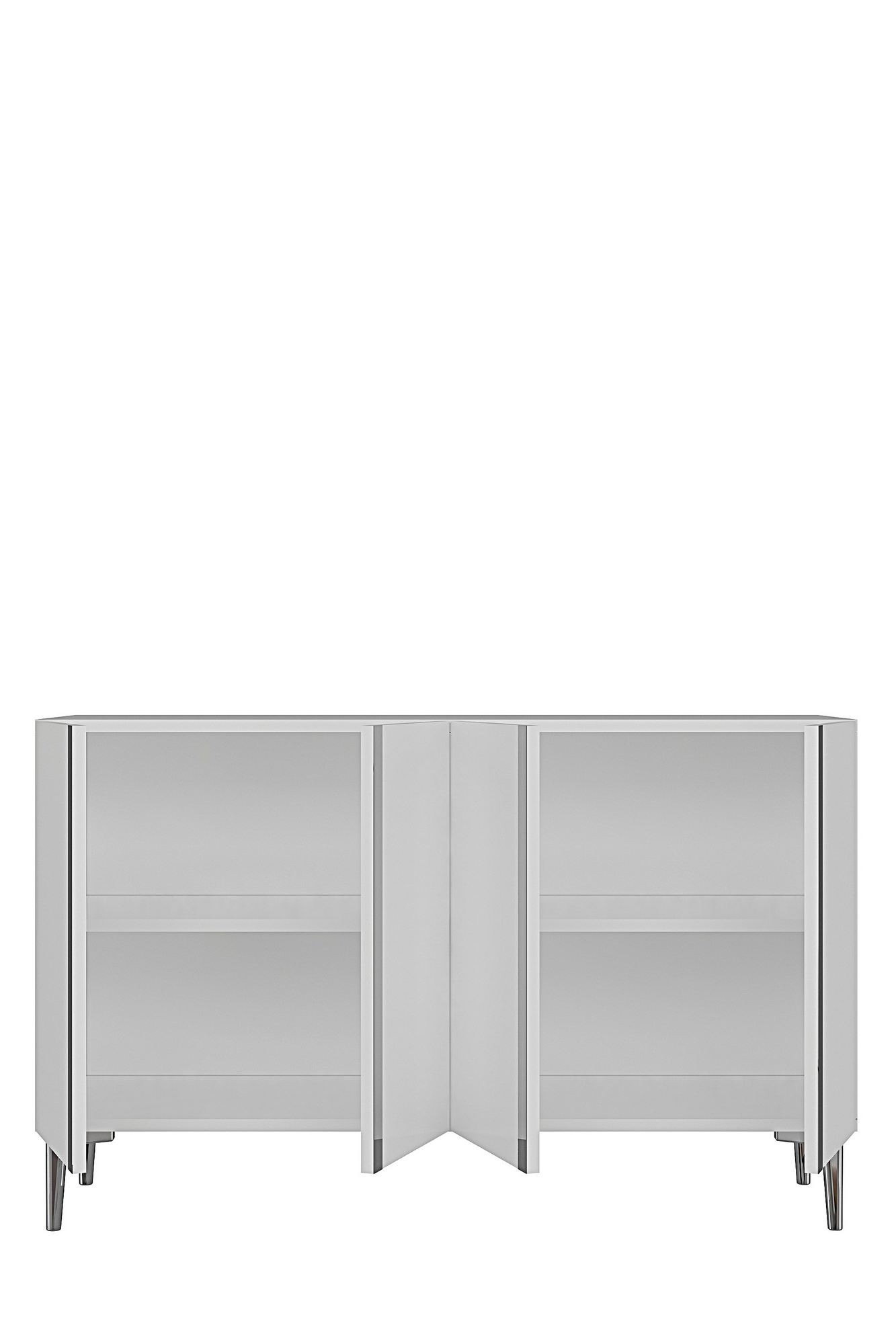 Consola Anka 120, 120 x 75 x 32 cm, alb argintiu, PAL melaminat, spatiu de depozitare, alb / silver — imaginea 3
