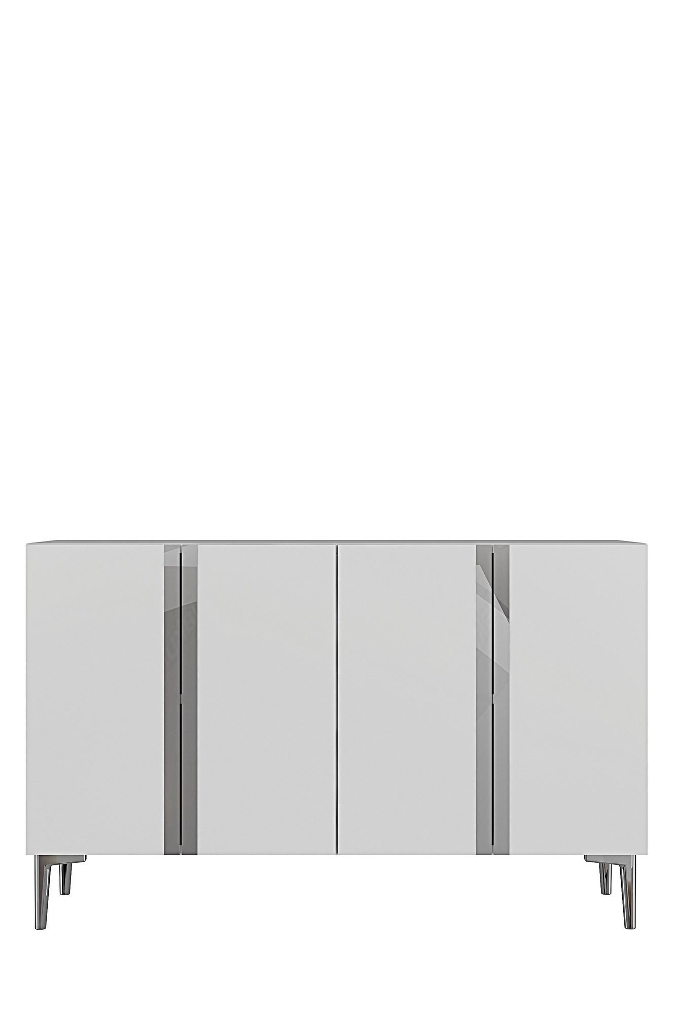 Consola Anka 120, 120 x 75 x 32 cm, alb argintiu, PAL melaminat, spatiu de depozitare, alb / silver — imaginea 4