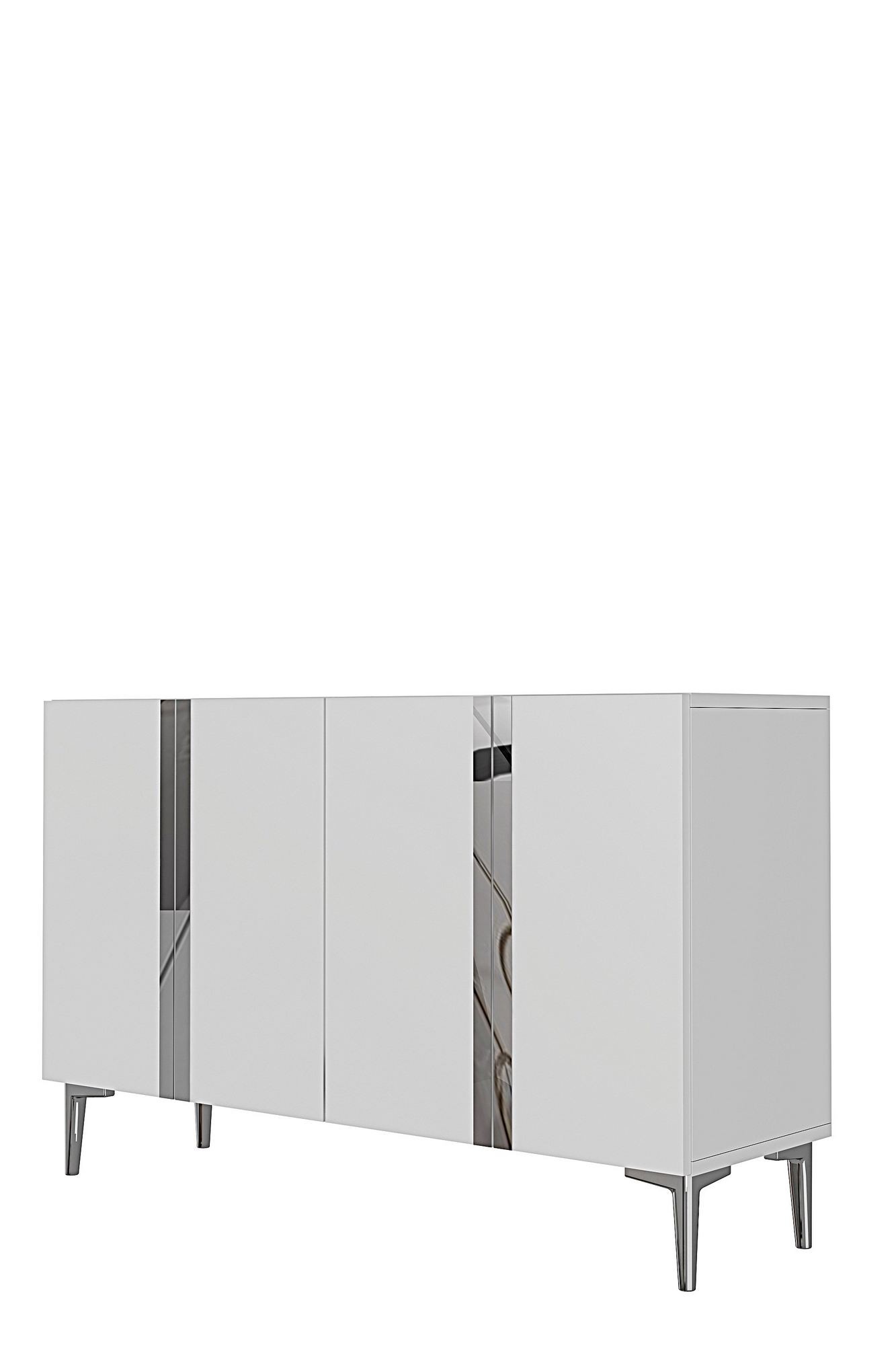 Consola Anka 120, 120 x 75 x 32 cm, alb argintiu, PAL melaminat, spatiu de depozitare, alb / silver — imaginea 5