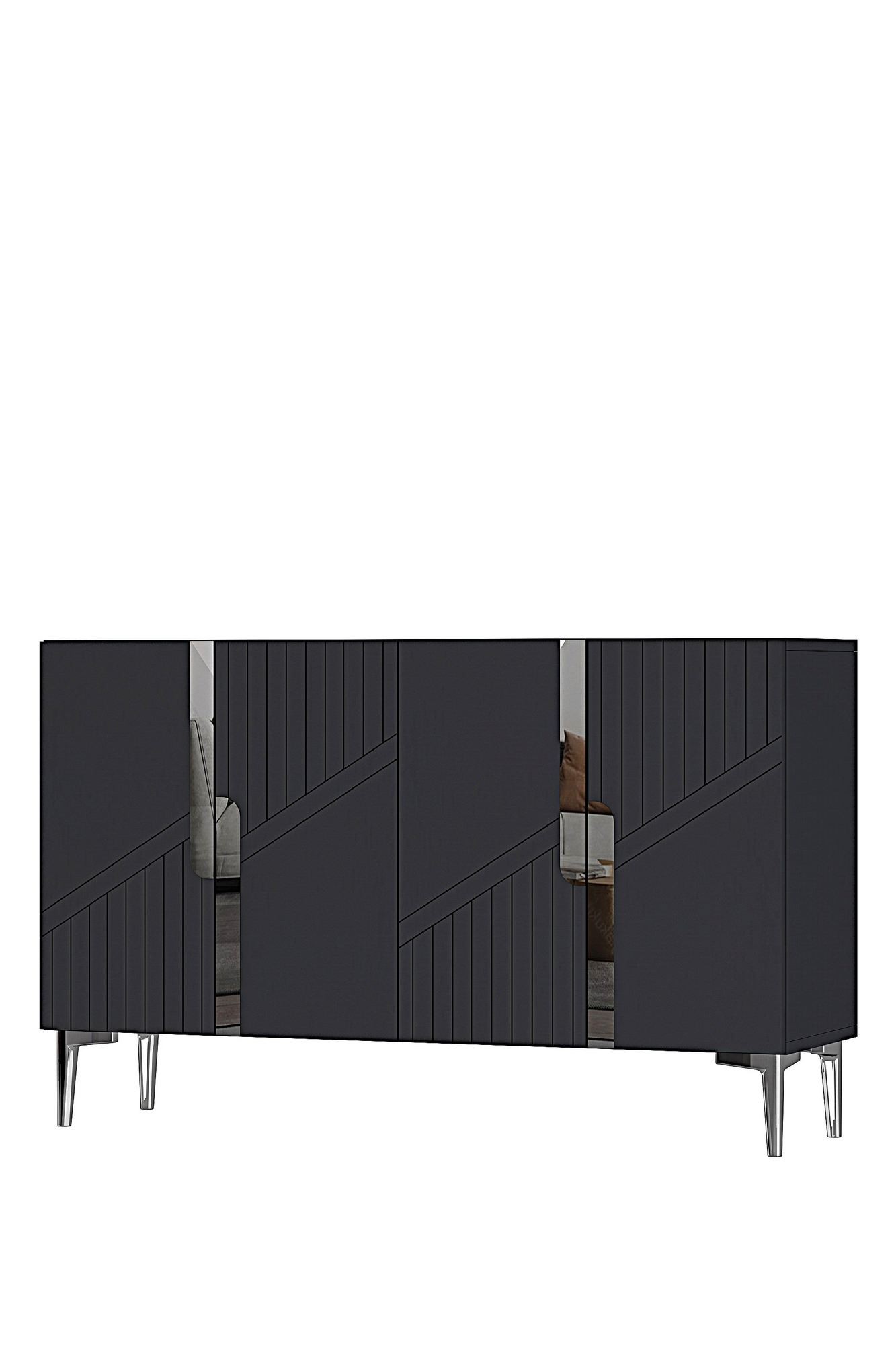 Consola Evva 120, 120 x 75 x 32 cm, antracit argintiu, PAL melaminat, oglinda inclusa, antracit / silver — imaginea 4