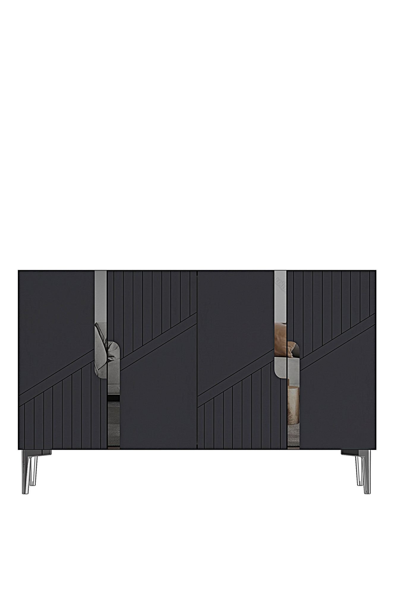 Consola Evva 120, 120 x 75 x 32 cm, antracit argintiu, PAL melaminat, oglinda inclusa, antracit / silver — imaginea 5