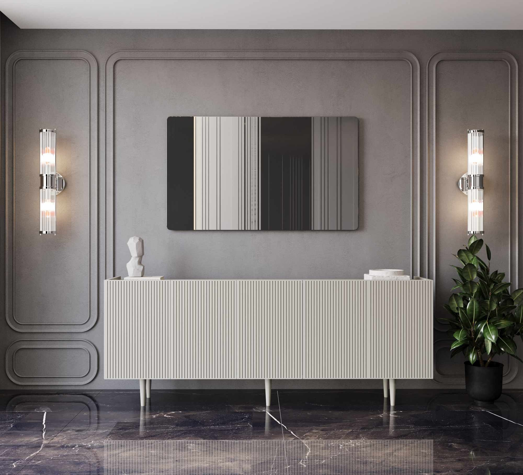 Consola Capella 200, 200 x 60 x 40 cm, bej nisip, MDF, capacitate 40 kg, sandstone — imaginea 4