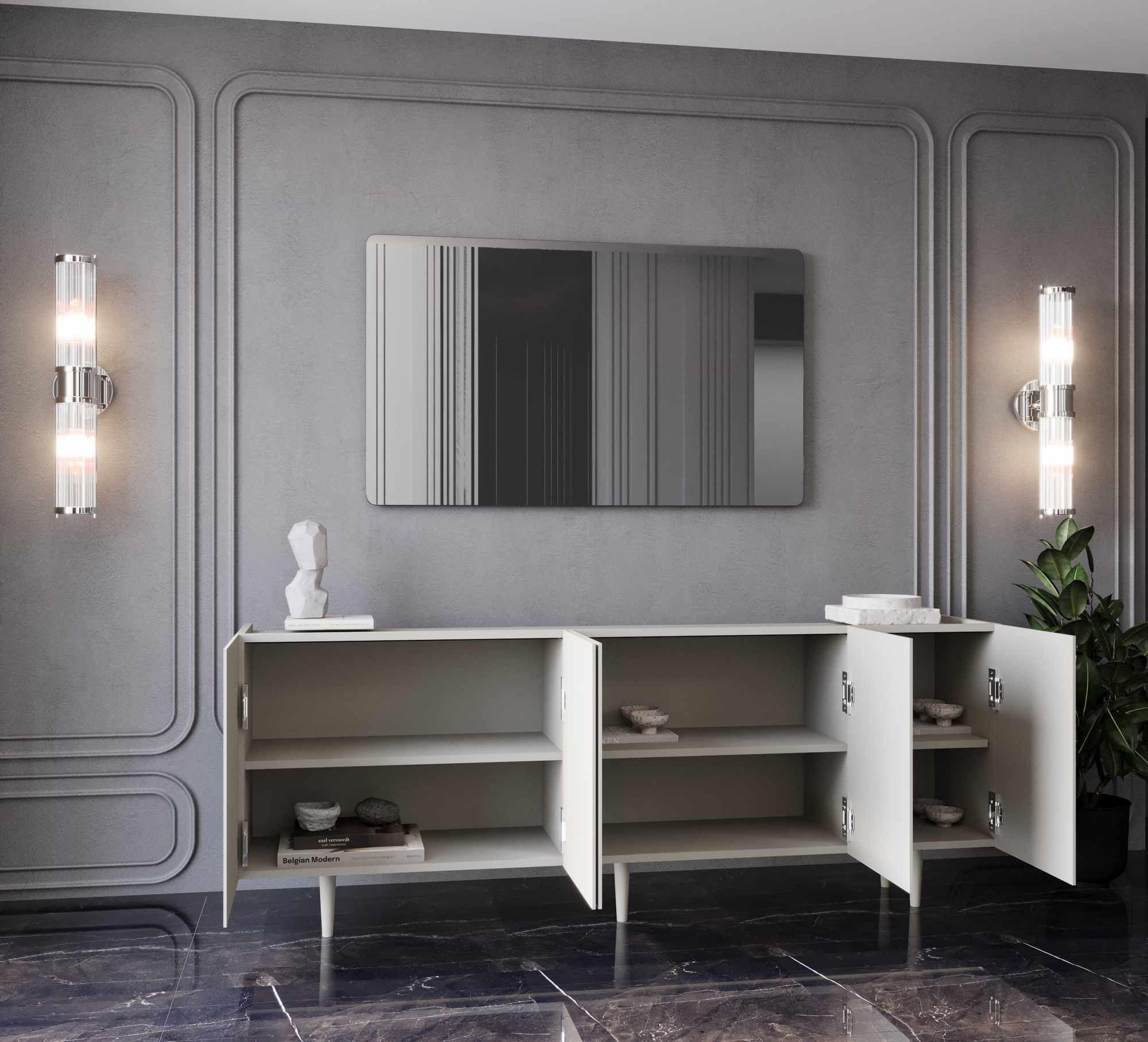 Consola Capella 200, 200 x 60 x 40 cm, bej nisip, MDF, capacitate 40 kg, sandstone — imaginea 5