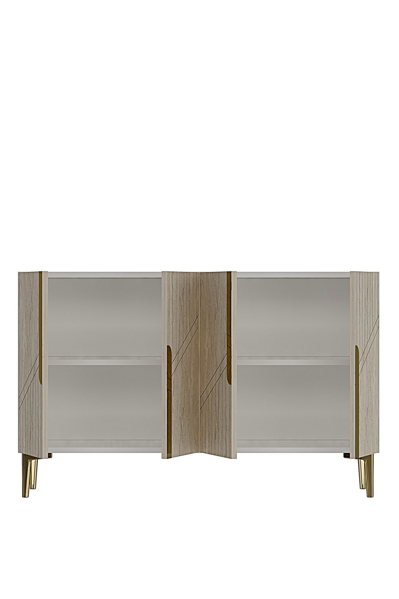 Consola Evva 120, 120 x 75 x 32 cm, alb travertin auriu, PAL melaminat, oglinda inclusa, alb / travertin / gold — imaginea 3