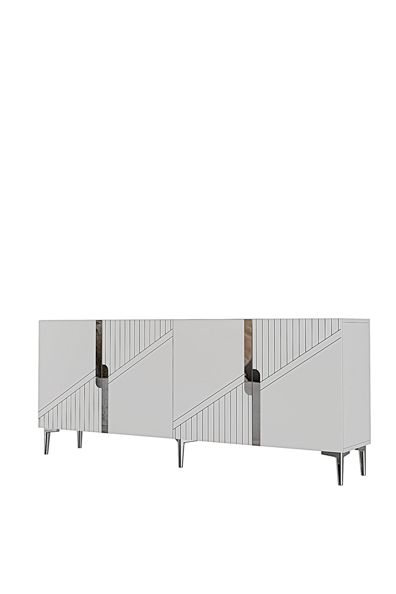 Consola Evva 150, 125 x 75 x 32 cm, alb argintiu, PAL melaminat, oglinda inclusa, alb / silver — imaginea 2