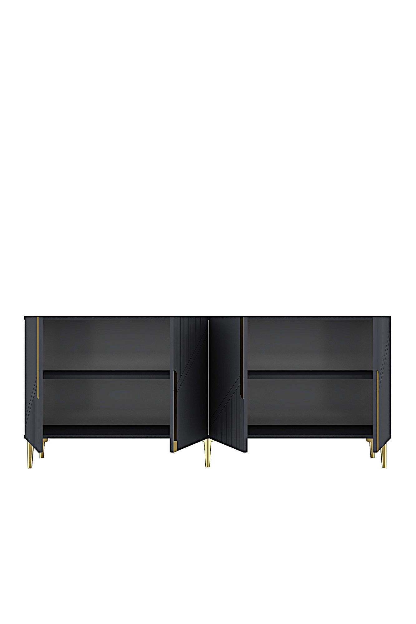 Consola Evva 150, 125 x 75 x 32 cm, antracit auriu, PAL melaminat, oglinda inclusa, antracit / gold — imaginea 3