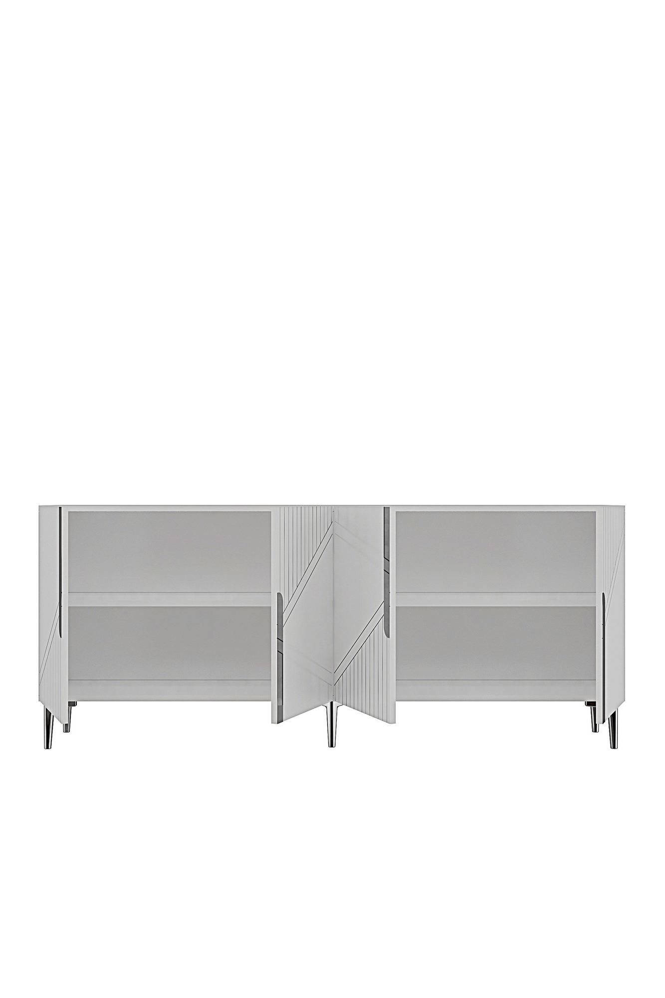 Consola Evva 150, 125 x 75 x 32 cm, alb argintiu, PAL melaminat, oglinda inclusa, alb / silver — imaginea 5