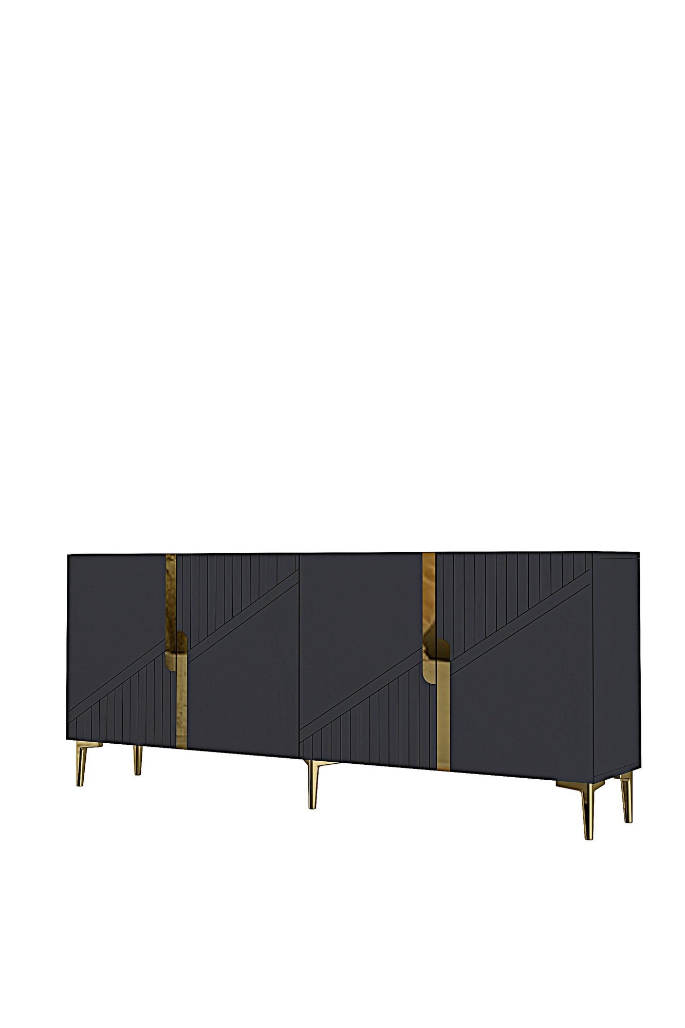 Consola Evva 150, 125 x 75 x 32 cm, antracit auriu, PAL melaminat, oglinda inclusa, antracit / gold — imaginea 4