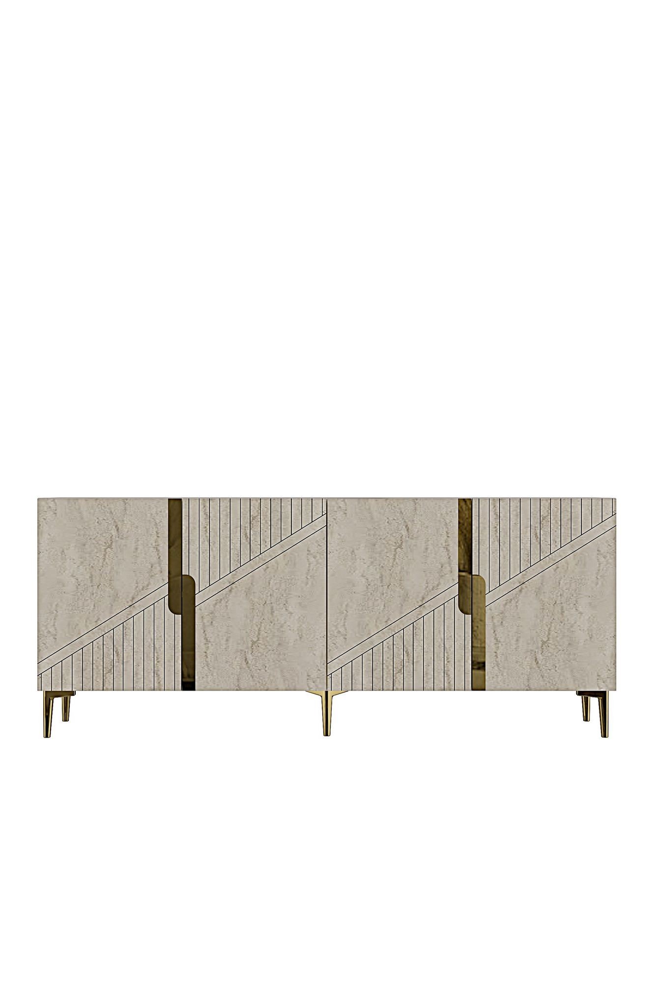 Consola Evva 150, 125 x 75 x 32 cm, alb travertin auriu, PAL melaminat, oglinda inclusa, alb / travertin / gold — imaginea 9