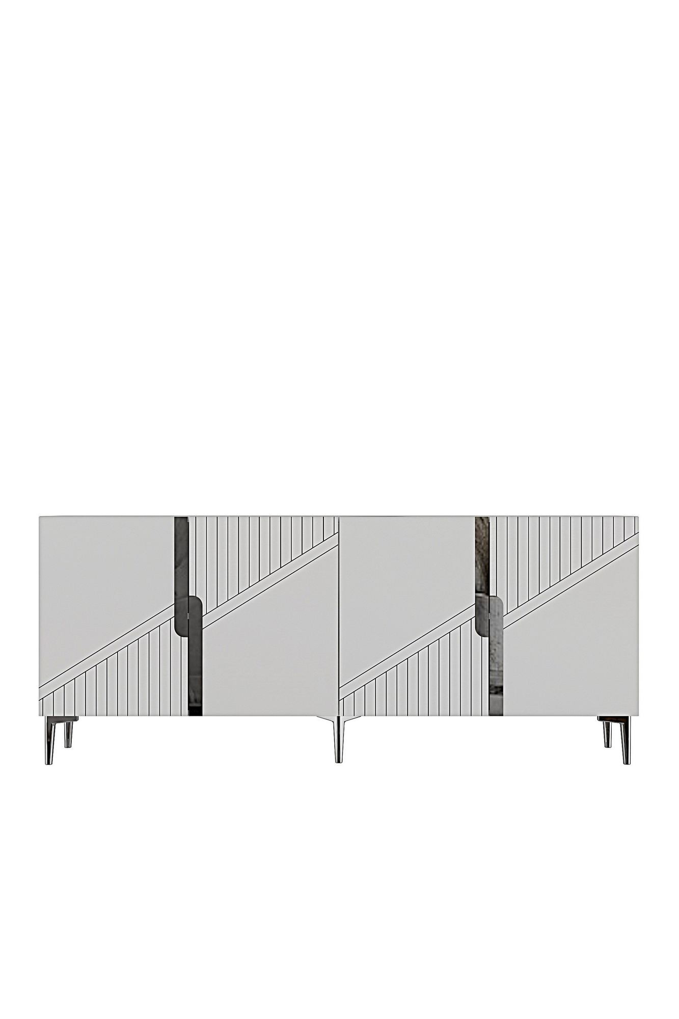 Consola Evva 150, 125 x 75 x 32 cm, alb argintiu, PAL melaminat, oglinda inclusa, alb / silver — imaginea 10
