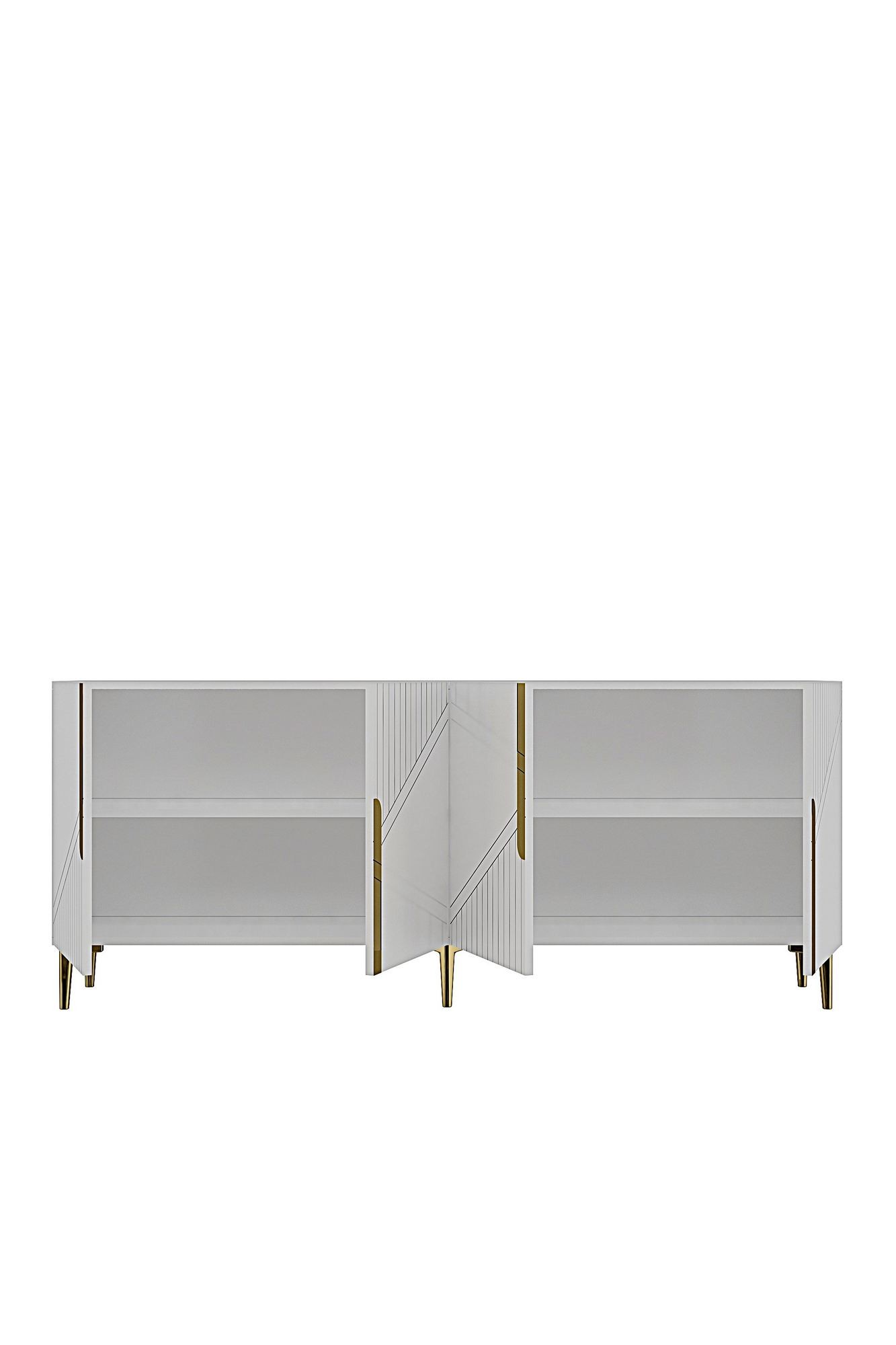 Consola Evva 150, 125 x 75 x 32 cm, alb auriu, PAL melaminat, oglinda inclusa, alb / gold — imaginea 3