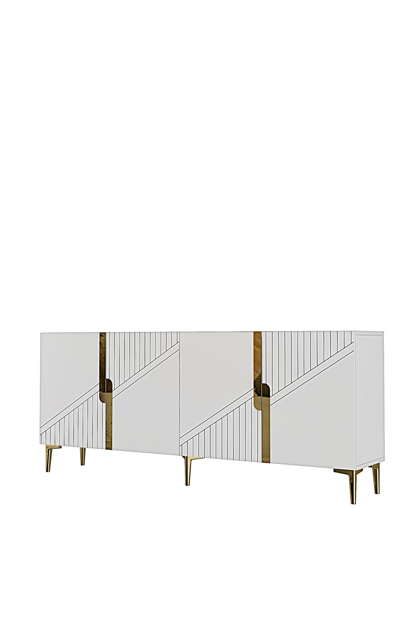 Consola Evva 150, 125 x 75 x 32 cm, alb auriu, PAL melaminat, oglinda inclusa, alb / gold — imaginea 4