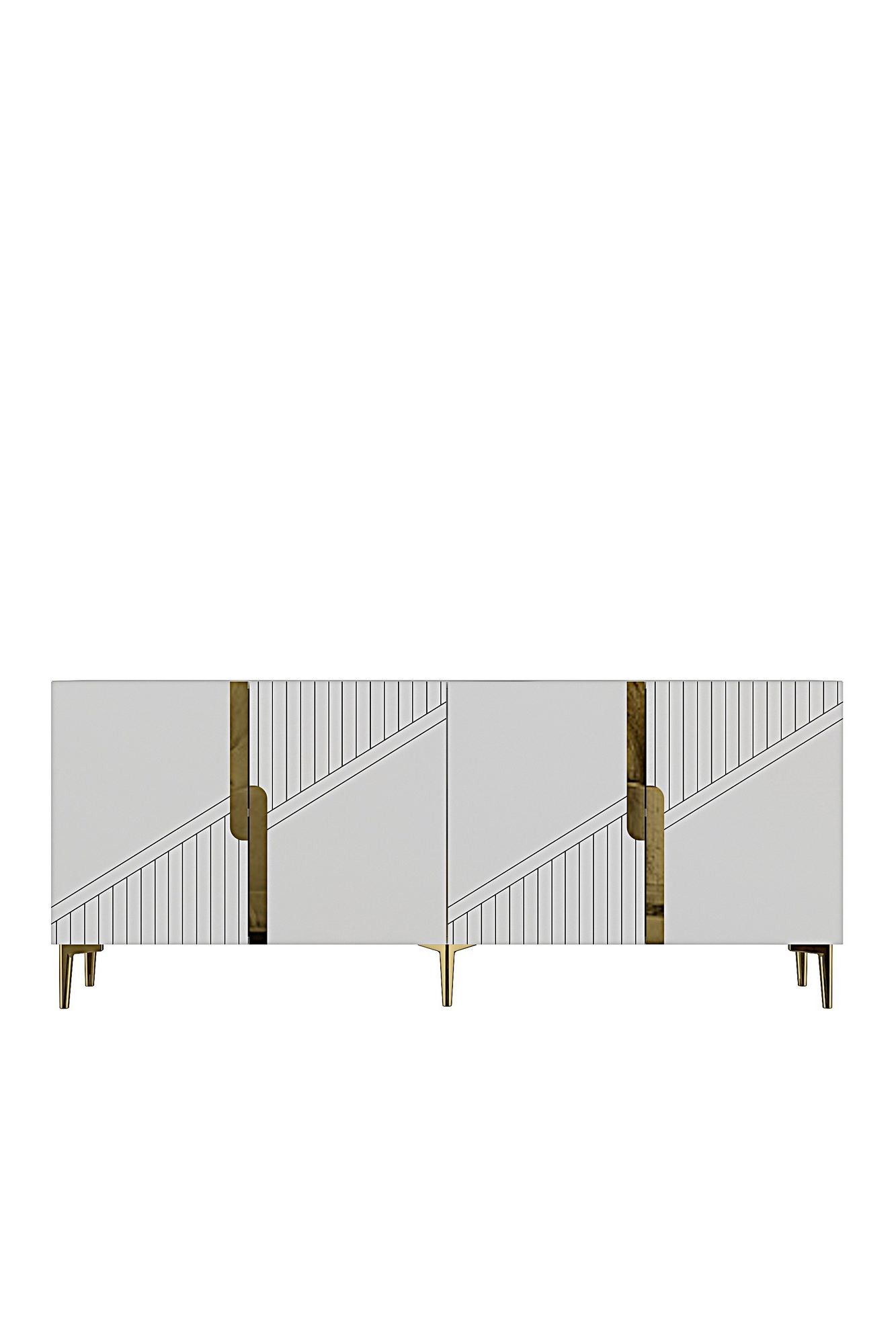 Consola Evva 150, 125 x 75 x 32 cm, alb auriu, PAL melaminat, oglinda inclusa, alb / gold — imaginea 7