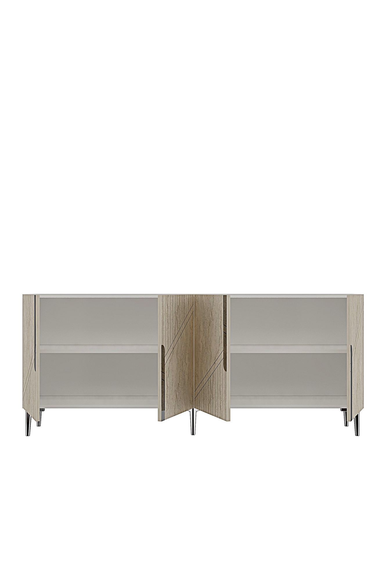 Consola Evva 150, 125 x 75 x 32 cm, alb argintiu, PAL melaminat, oglinda inclusa, alb / silver — imaginea 8