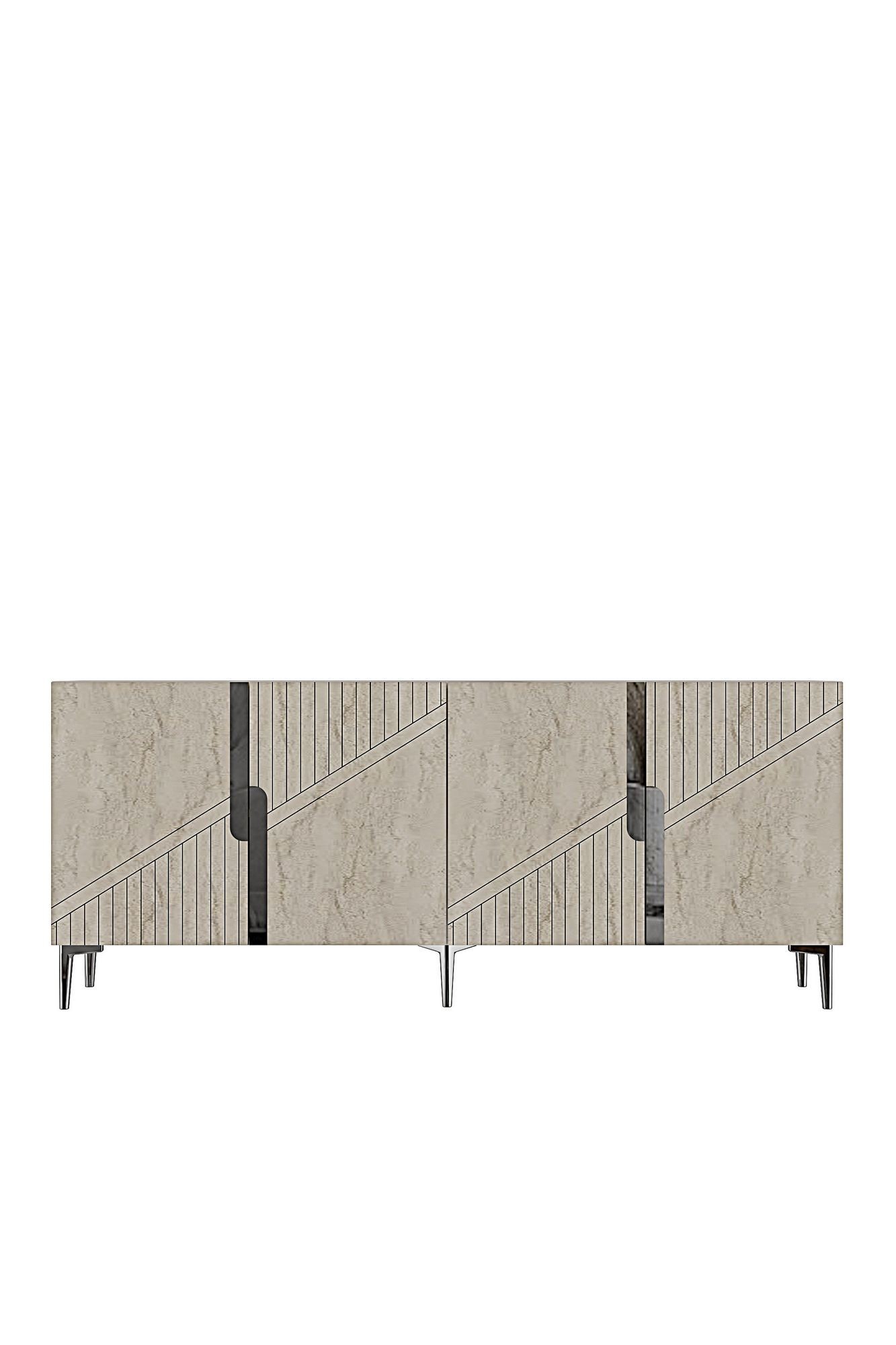 Consola Evva 150, 125 x 75 x 32 cm, antracit travertin argintiu, PAL melaminat, oglinda inclusa, antracit / travertin / silver — imaginea 2