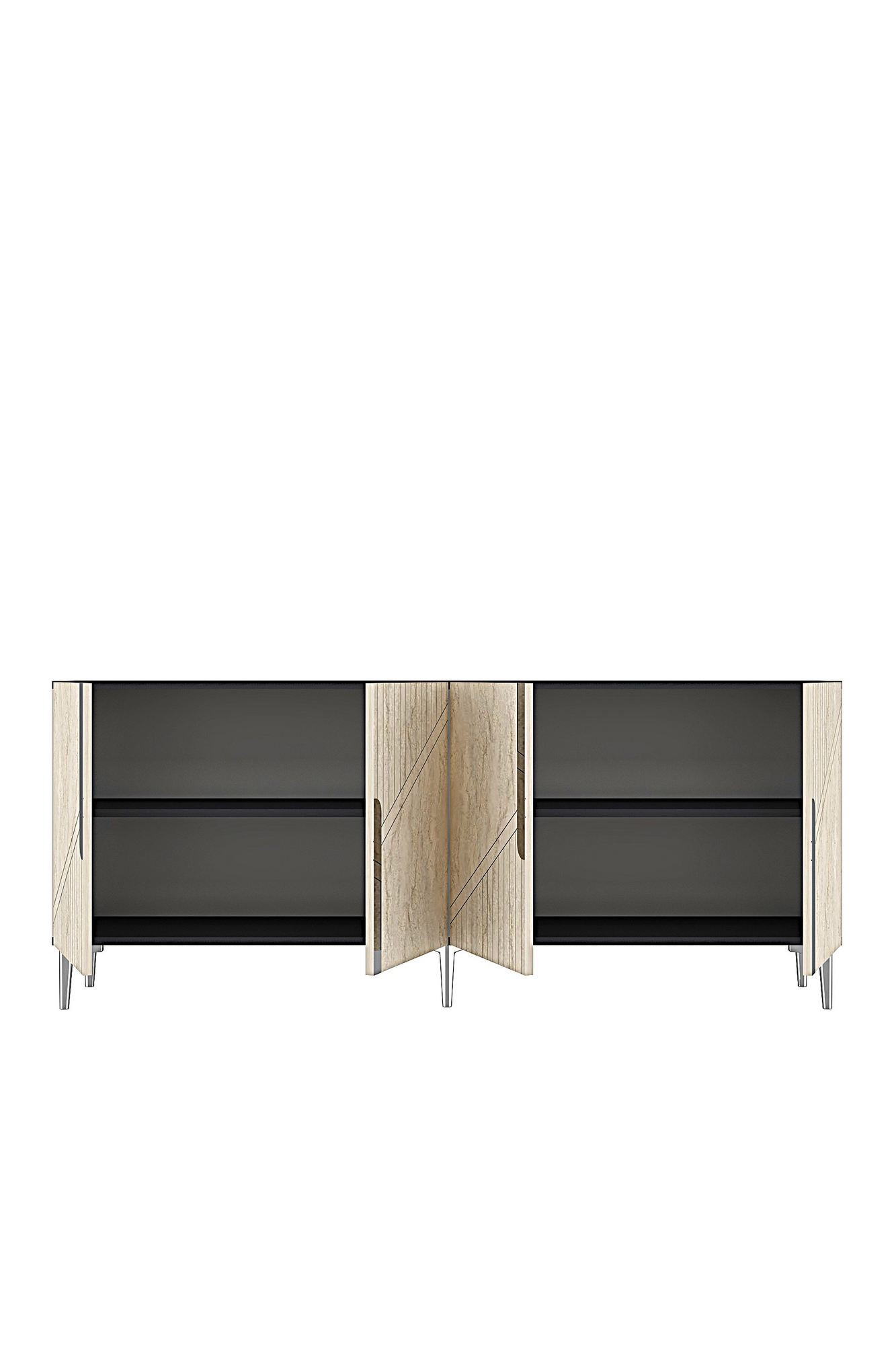 Consola Evva 150, 125 x 75 x 32 cm, antracit travertin argintiu, PAL melaminat, oglinda inclusa, antracit / travertin / silver — imaginea 8