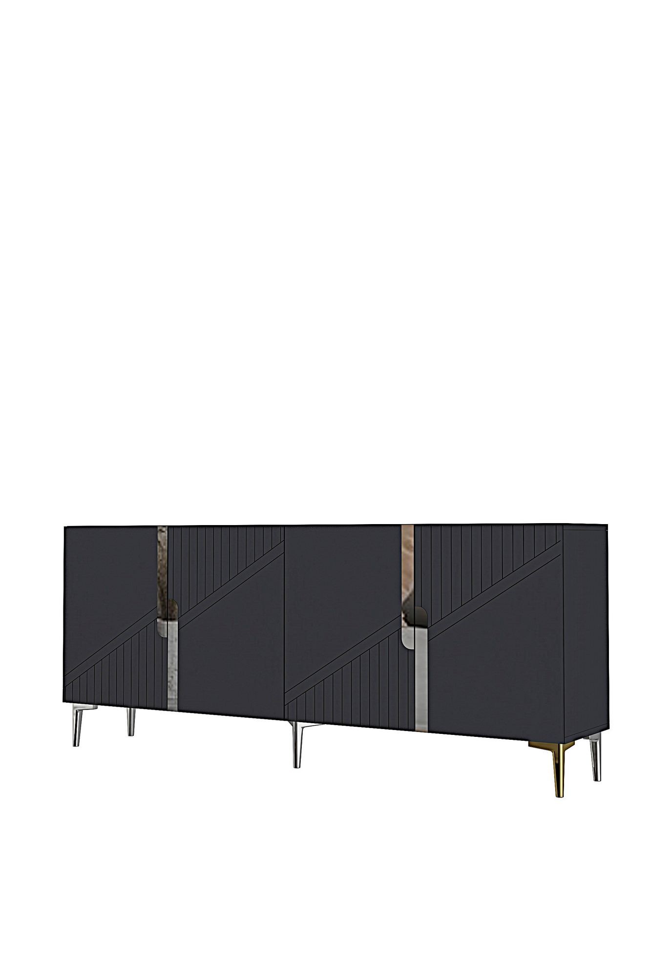 Consola Evva 150, 125 x 75 x 32 cm, antracit argintiu, PAL melaminat, oglinda inclusa, antracit / silver — imaginea 3