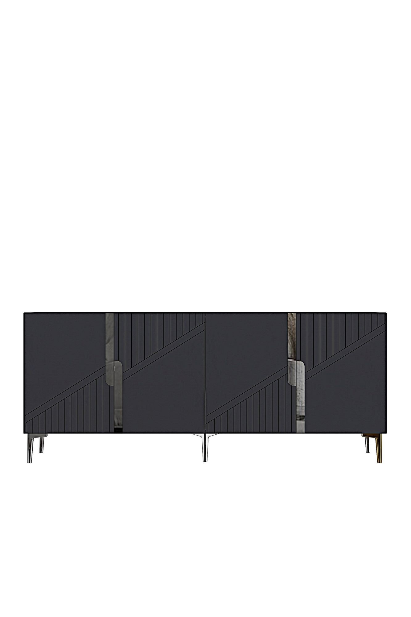 Consola Evva 150, 125 x 75 x 32 cm, antracit argintiu, PAL melaminat, oglinda inclusa, antracit / silver — imaginea 4