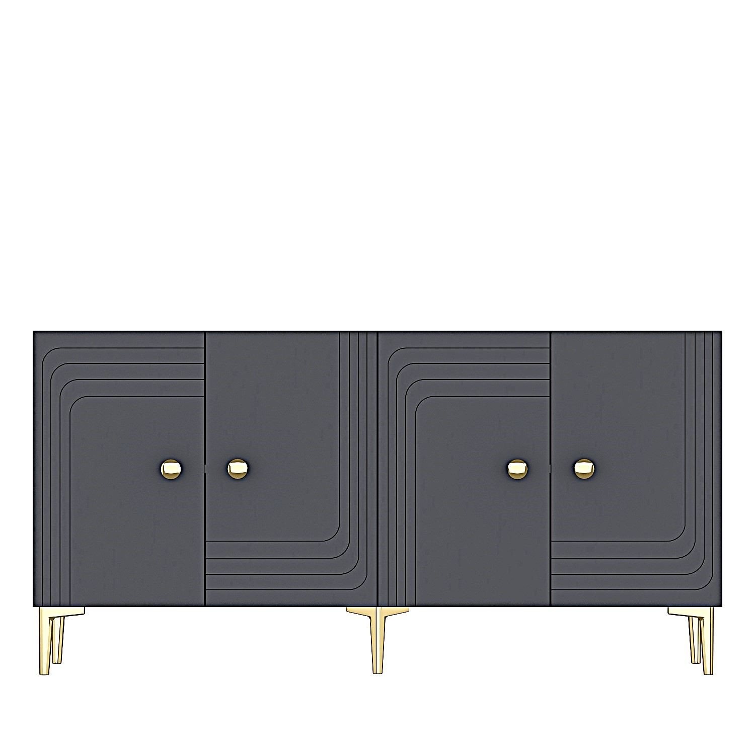Consola Lessi 150, 150 x 75 x 32 cm, antracit auriu, PAL melaminat, spatiu de depozitare, fixare pe perete, antracit / gold — imaginea 3