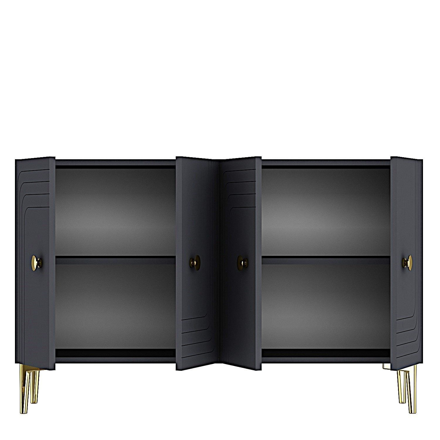 Consola Lessi 120, 120 x 75 x 32 cm, antracit auriu, PAL melaminat, spatiu de depozitare, fixare pe perete, antracit / gold — imaginea 2