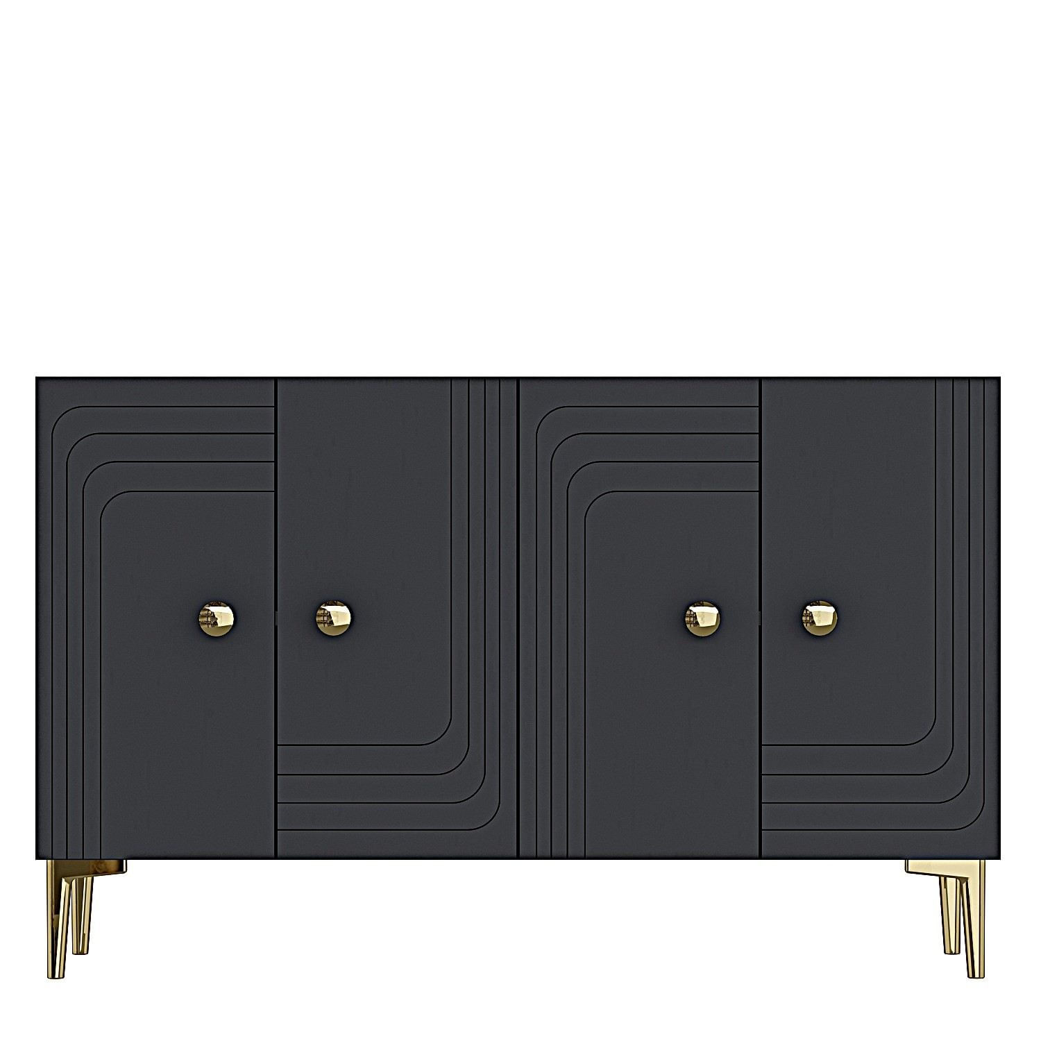 Consola Lessi 120, 120 x 75 x 32 cm, antracit auriu, PAL melaminat, spatiu de depozitare, fixare pe perete, antracit / gold — imaginea 3