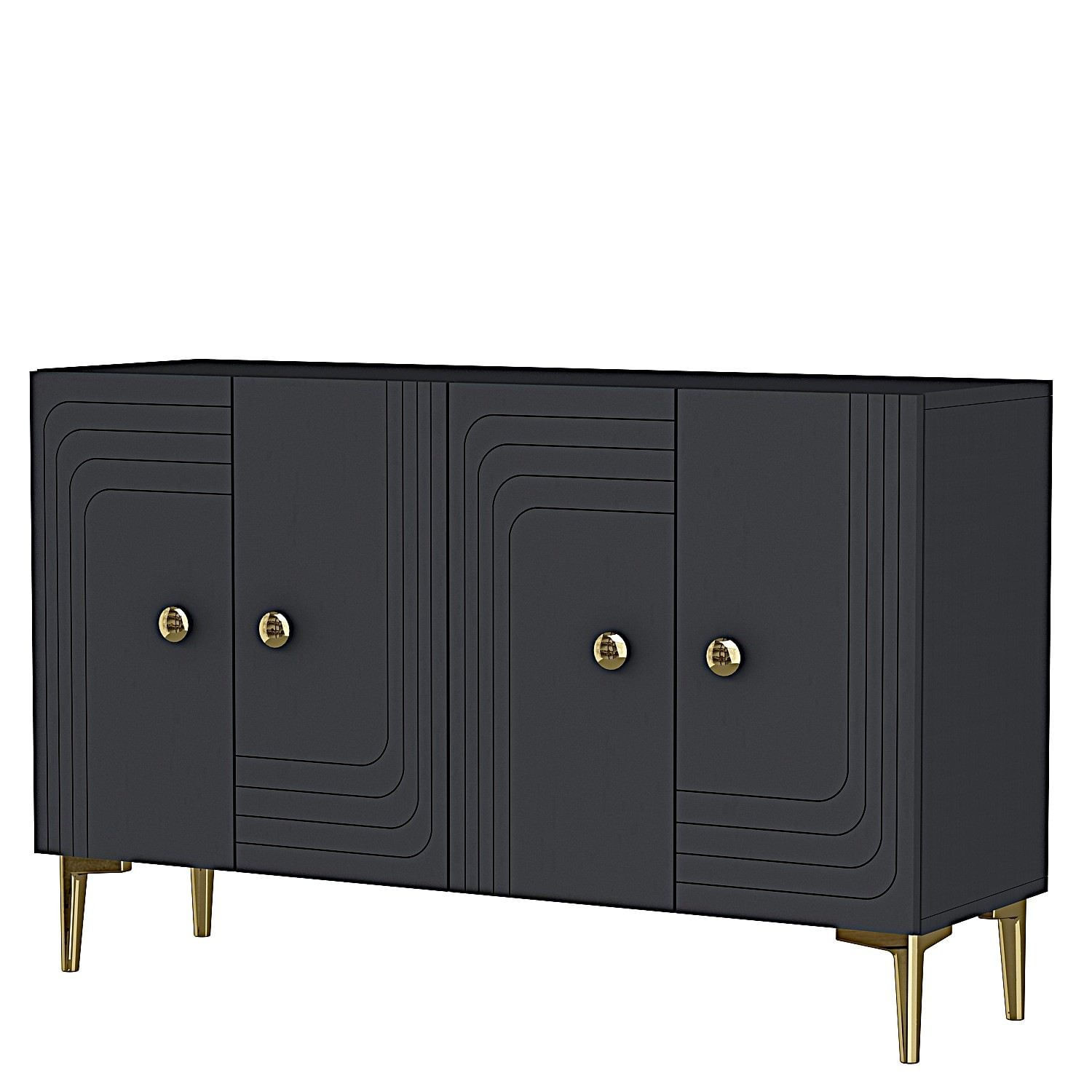 Consola Lessi 120, 120 x 75 x 32 cm, antracit auriu, PAL melaminat, spatiu de depozitare, fixare pe perete, antracit / gold — imaginea 4