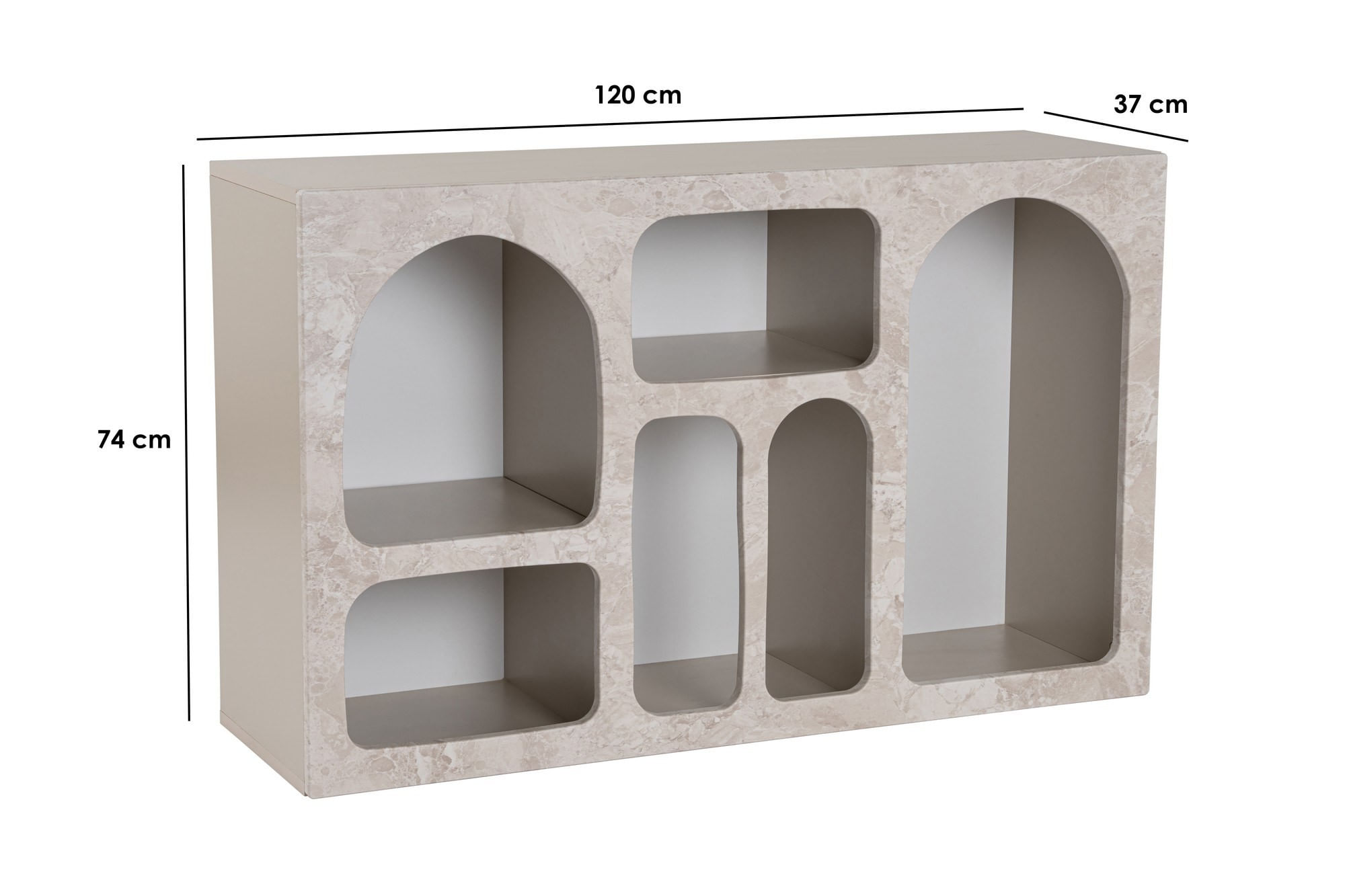 Consola Liva 120, 120 x 74 x 37 cm, traverten marmura bej nisip, PAL melaminat, traverten marble / sandstone — imaginea 2